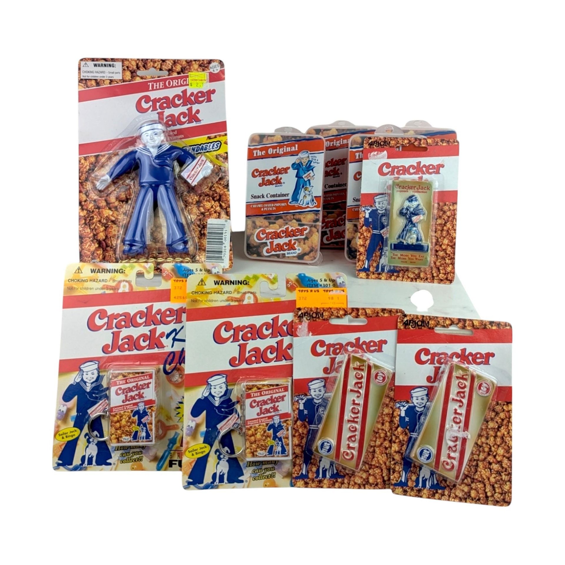 Vintage Cracker Jack Lot, Snack Containers, Bendable Toy, Refrigerator Magnets, Keychains, Collectible Toys, Nostalgic Gifts, Retro Novelty