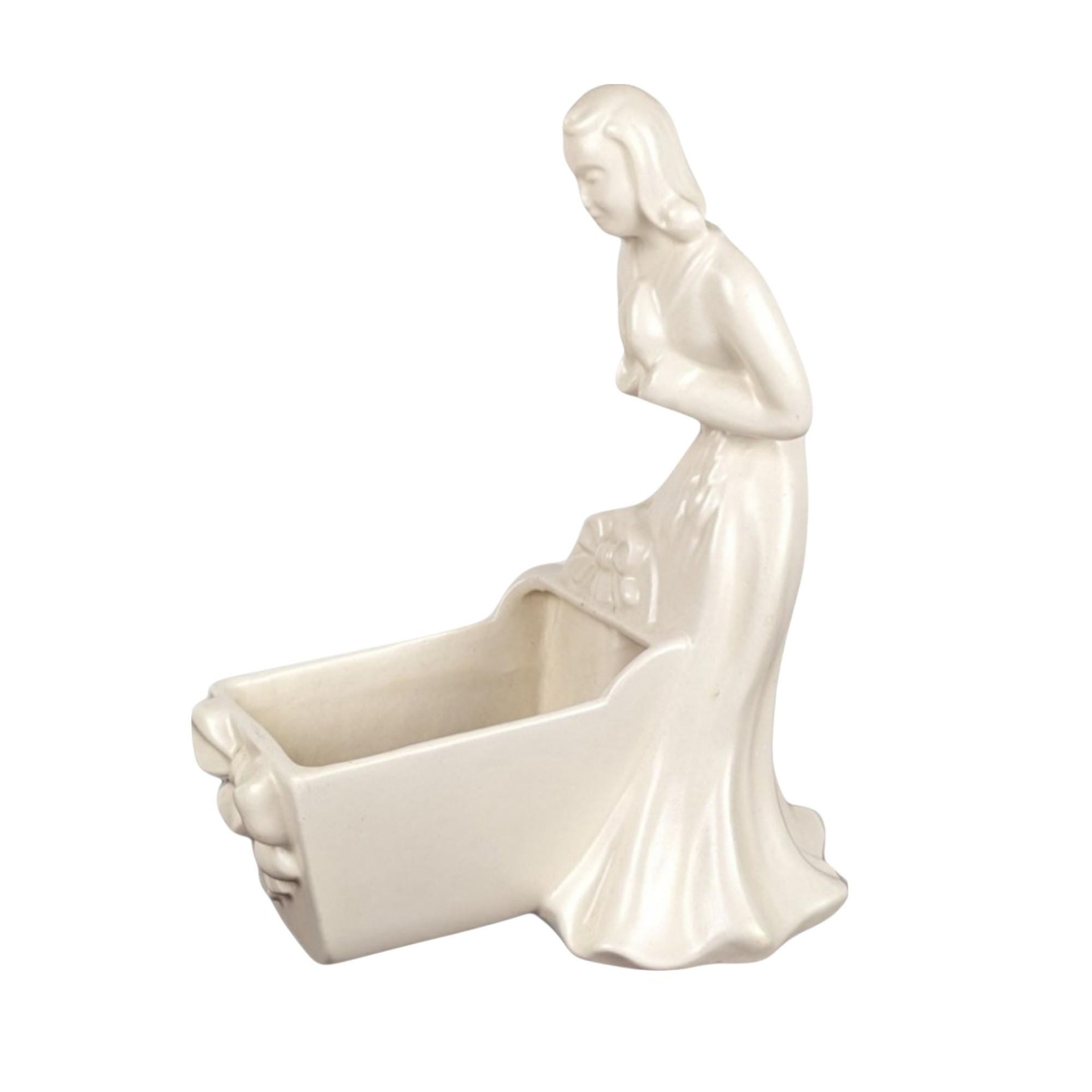 Vintage Royal Haeger Woman and Cradle Planter, White Ceramic Planter, Art Deco Planter, Mid-Century Modern Decor