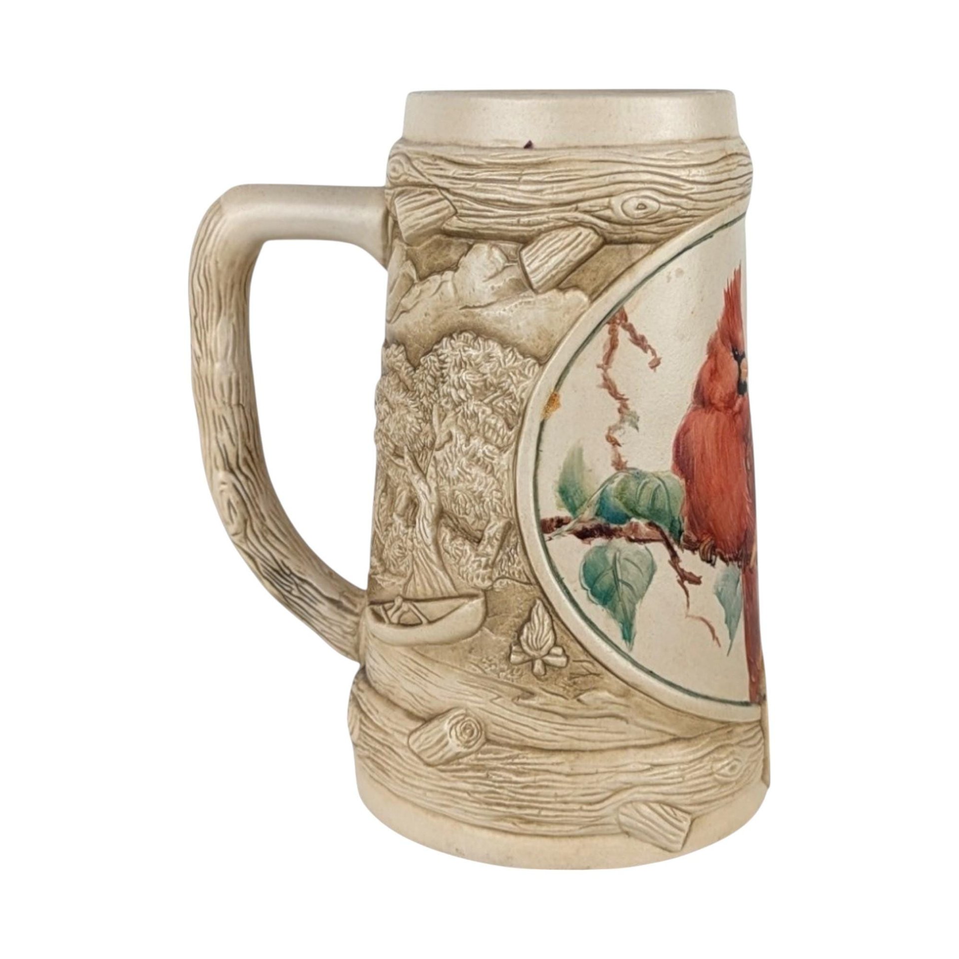 Vintage Ducks Unlimited Ceramic Stein, Cardinal and Peaches Design, Collectible Stein, Bird Lover Gift, Christmas Decor, Man Cave Decor