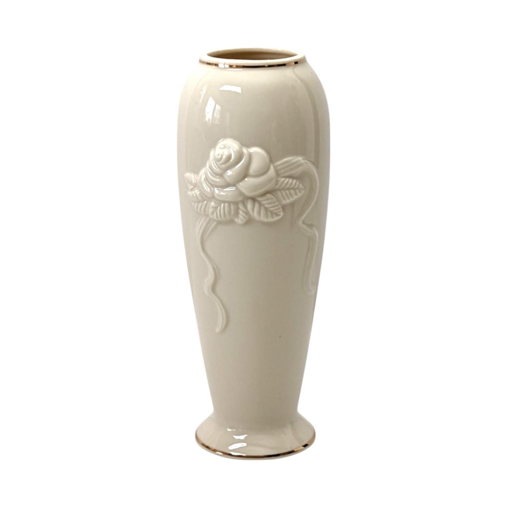 Vintage Lenox Vase Set | Rosebud Collection Cream Vases with Gold Trim | Mismatched Beaded Votive Candle Holders | 4 Piece Lot