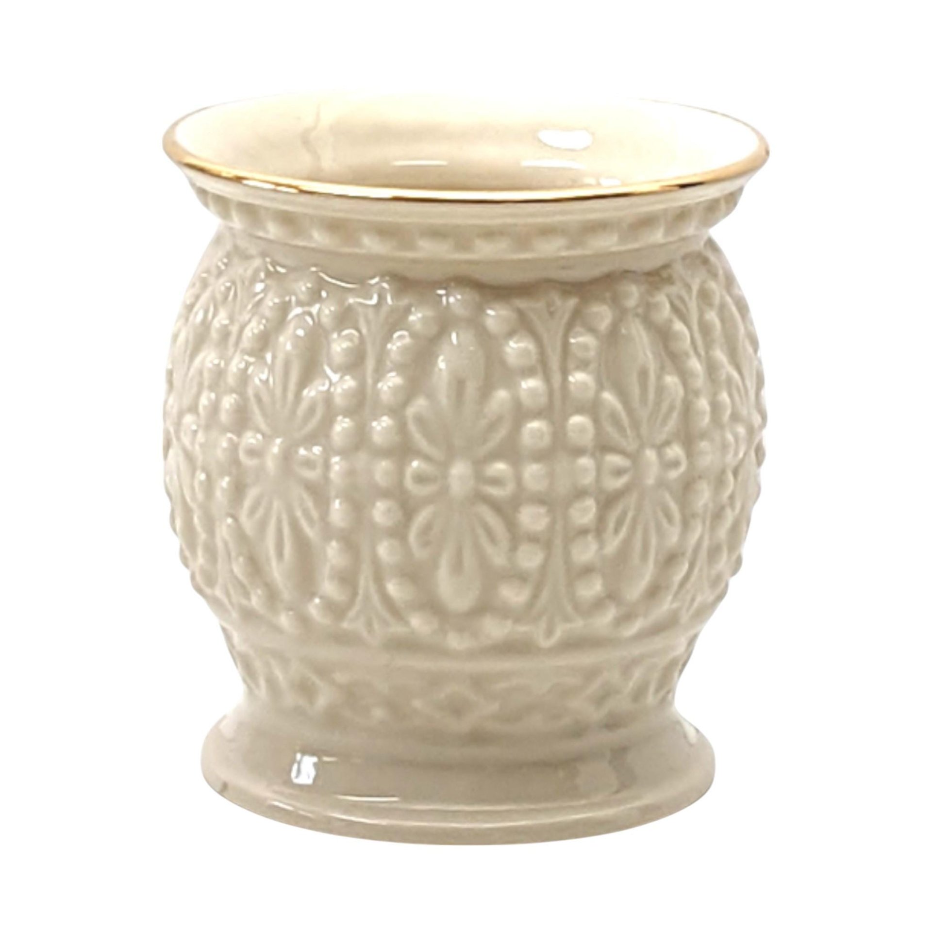 Vintage Lenox Vase Set | Rosebud Collection Cream Vases with Gold Trim | Mismatched Beaded Votive Candle Holders | 4 Piece Lot