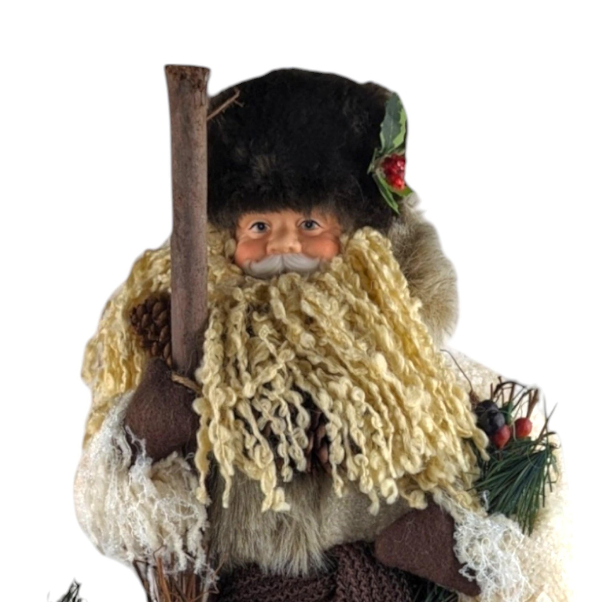 2000 Grandeur Noel 17" Fabric Santa with Box - Vintage Christmas Decor - Holiday Figurine - Collectible Santa Claus