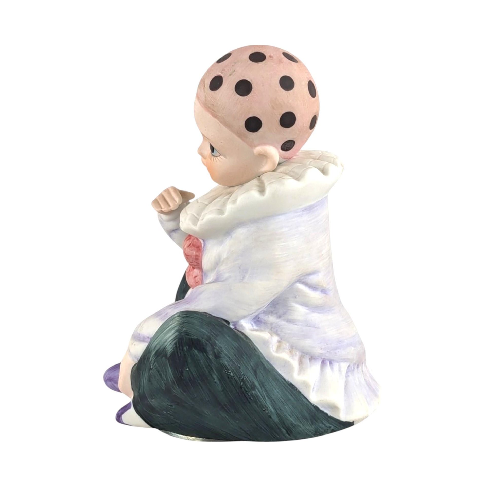 Vintage Ceramic Harlequin Clown Music Box, Rotating Musical Figurine, Collectible Clown, Unique Gift, Home Decor