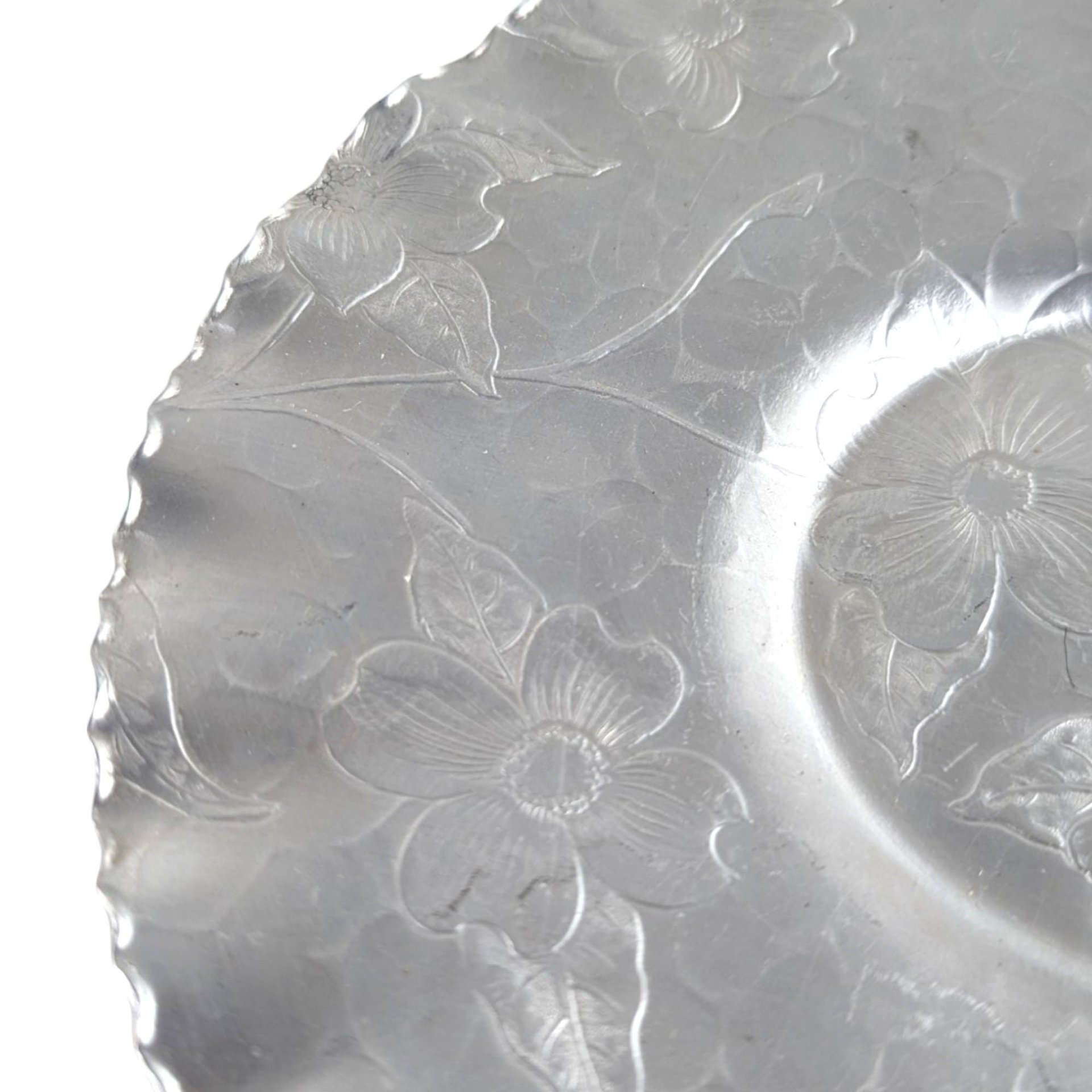 Vintage Aluminum Serving Tray & Plate Set, Hand Wrought Floral Design, Collectible Aluminumware, Gift for Vintage Lovers