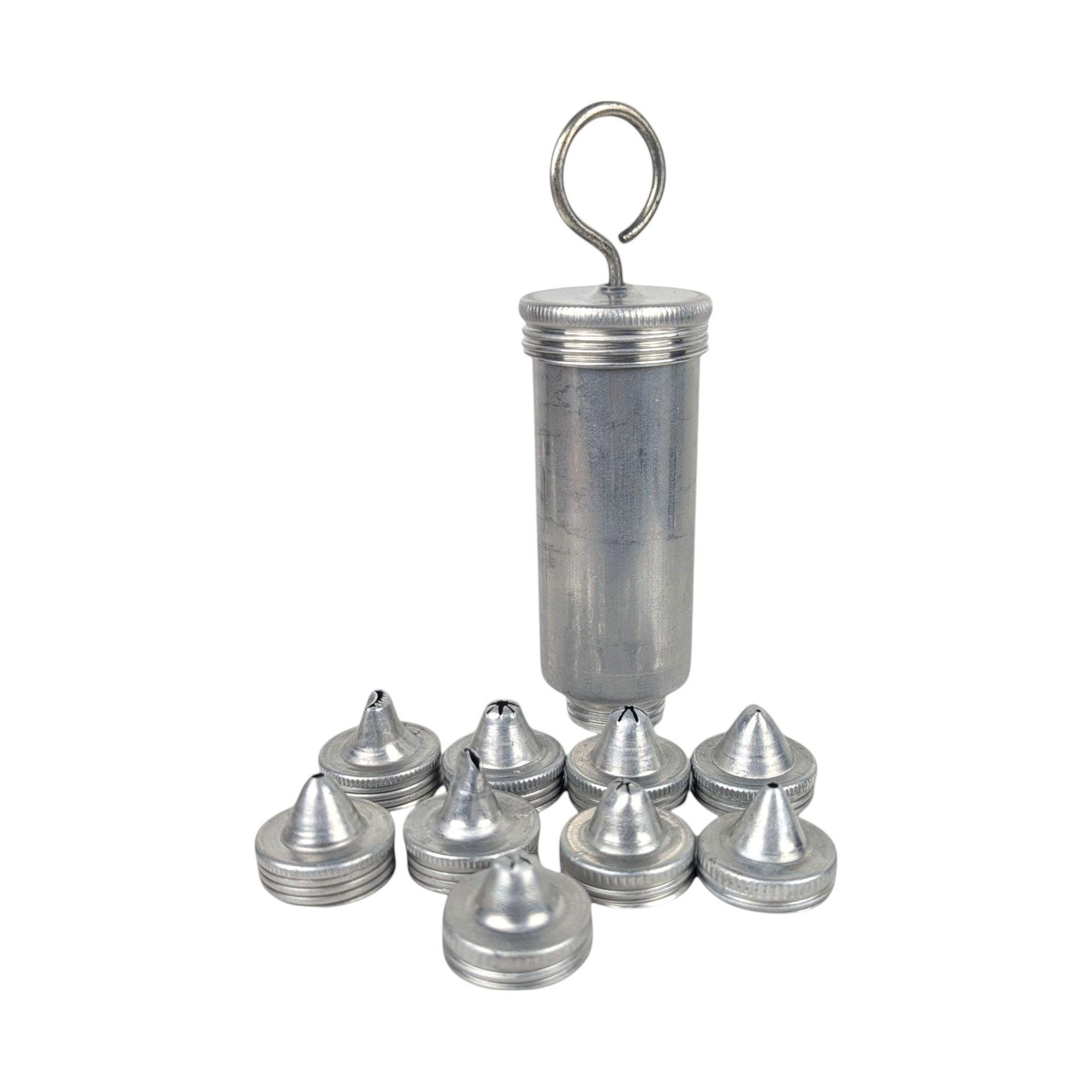 Vintage Aluminum Cookie Press: Mid-Century Cake Decorating Syringe with 9 Tips