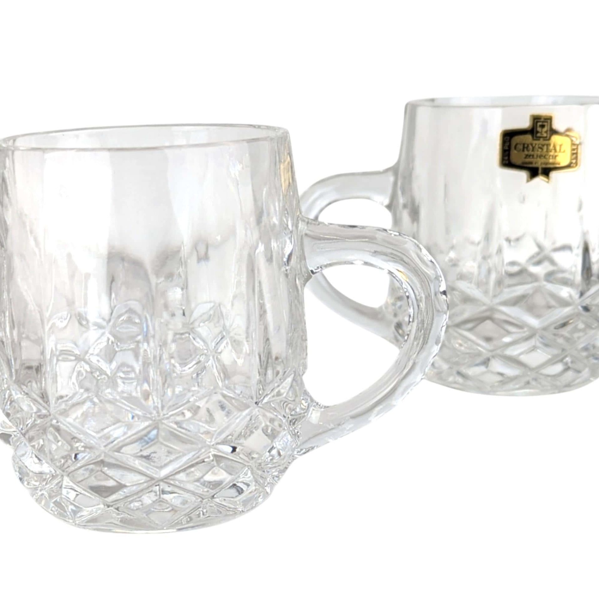 Vintage Blarney Crystal Mugs Set of 8:  Diamond Cut Kitchenware
