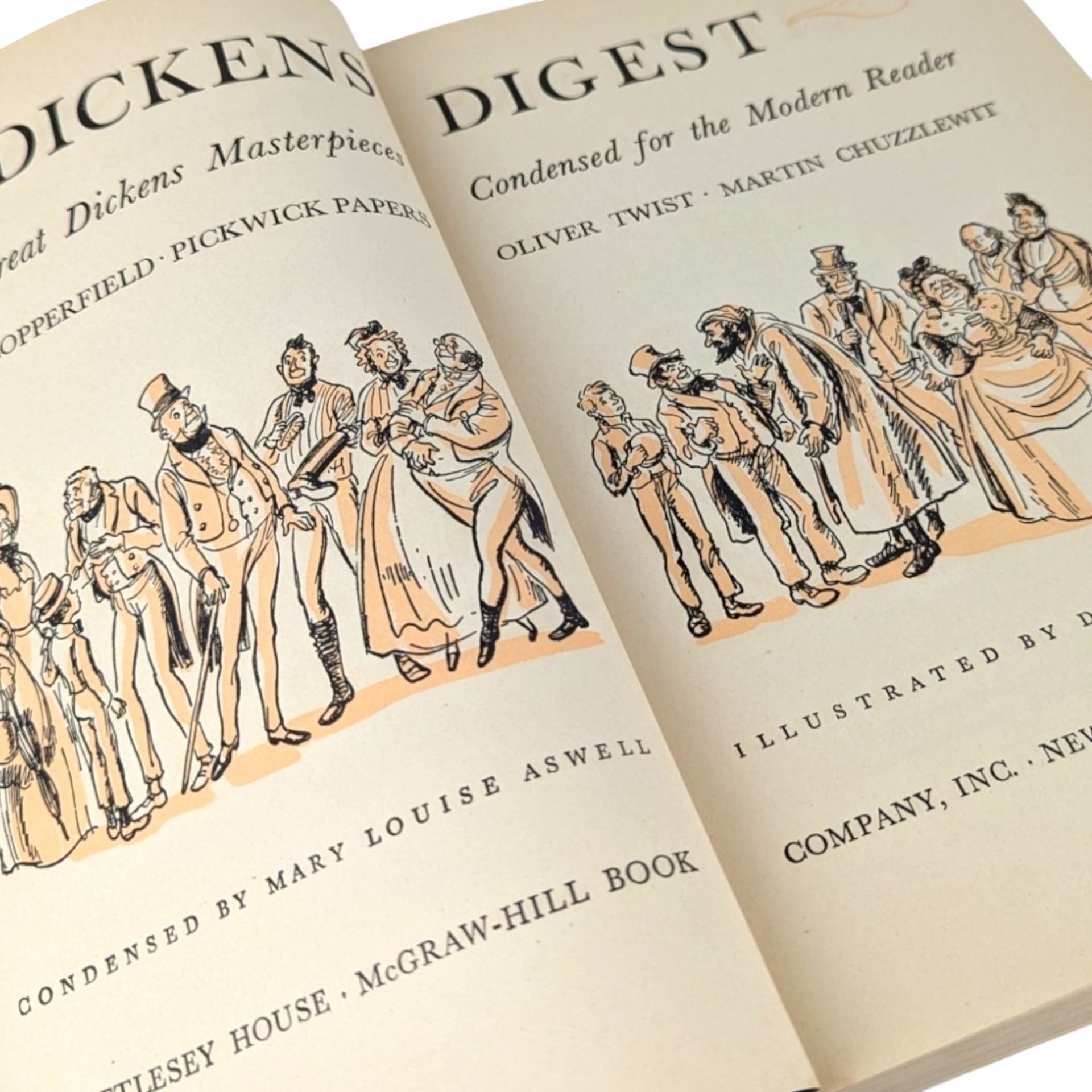 1943 Dickens Digest: Abridged Classics, Illustrated Vintage Hardcover