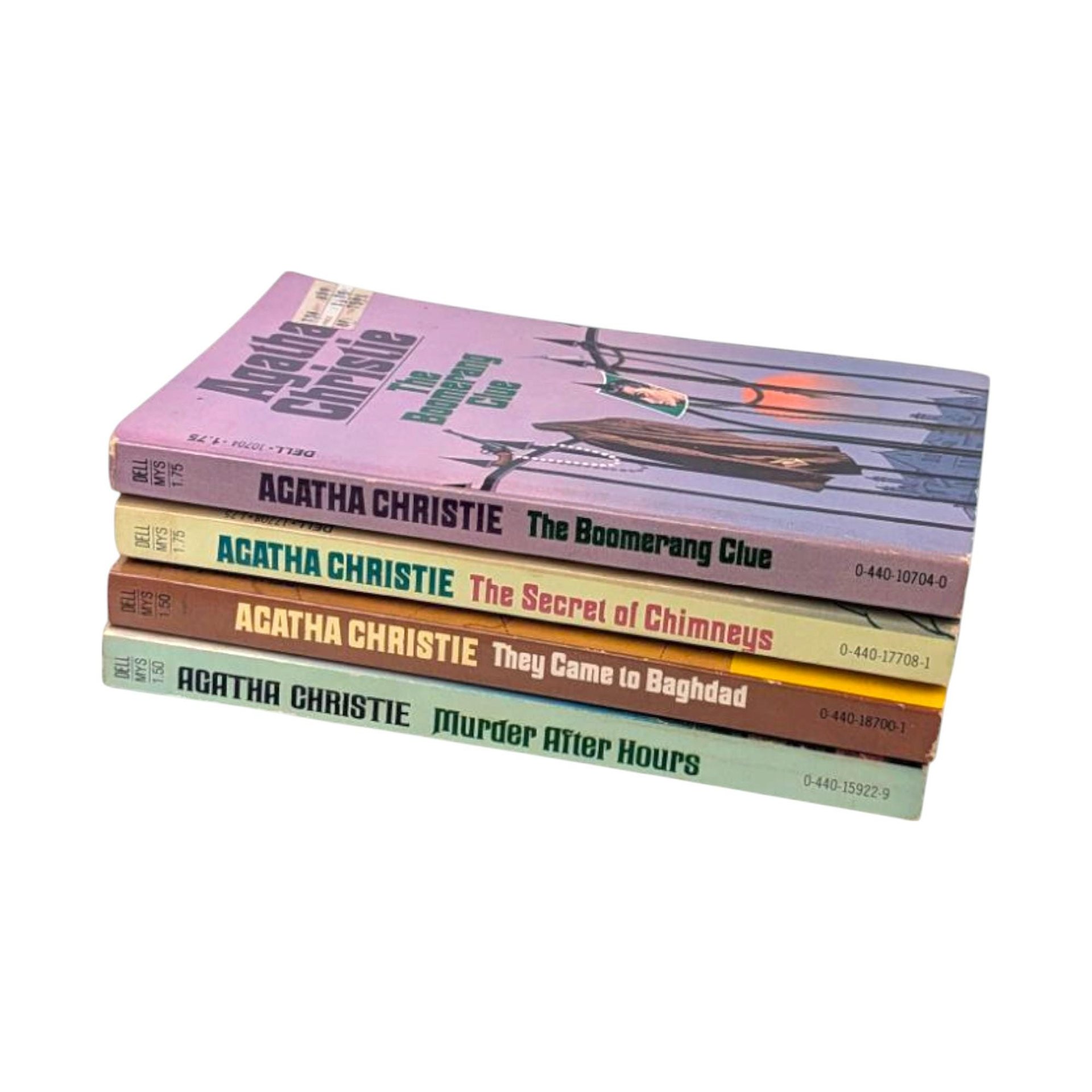 Vintage Agatha Christie Softcover Book Set 4 Mystery Novels Gift for Reader