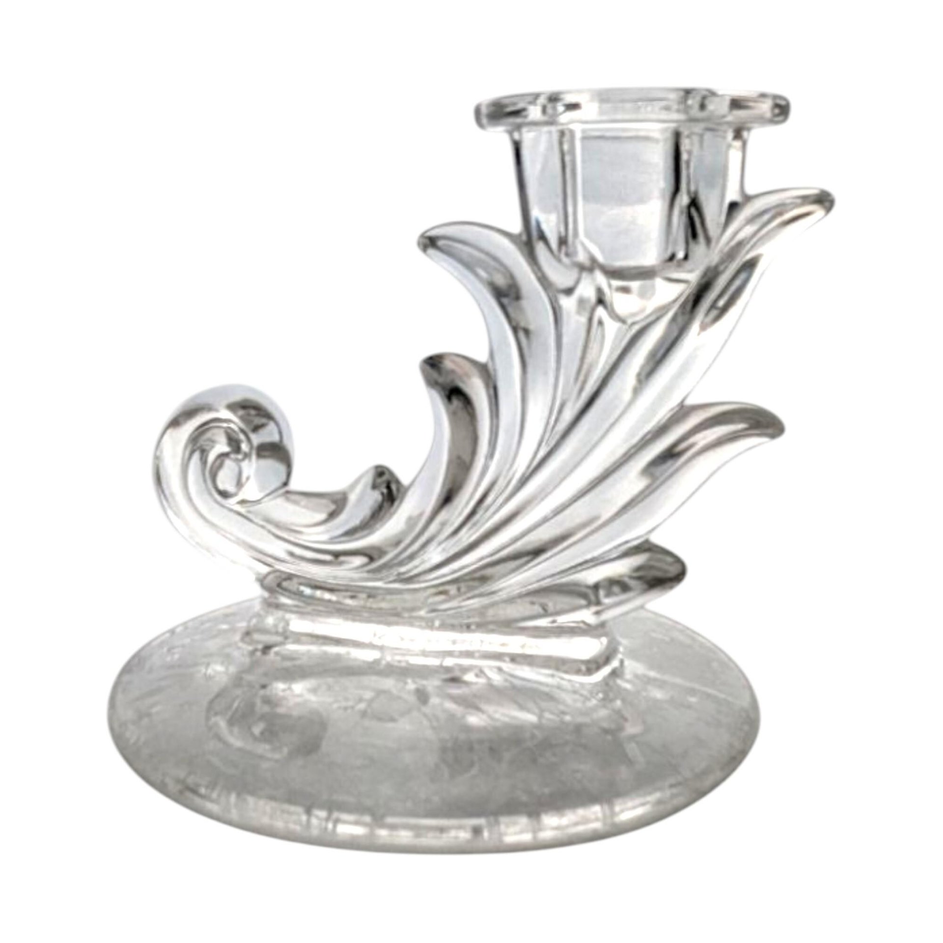 Fostoria Navarre Crystal Candlesticks: Vintage Etched Glass Pair