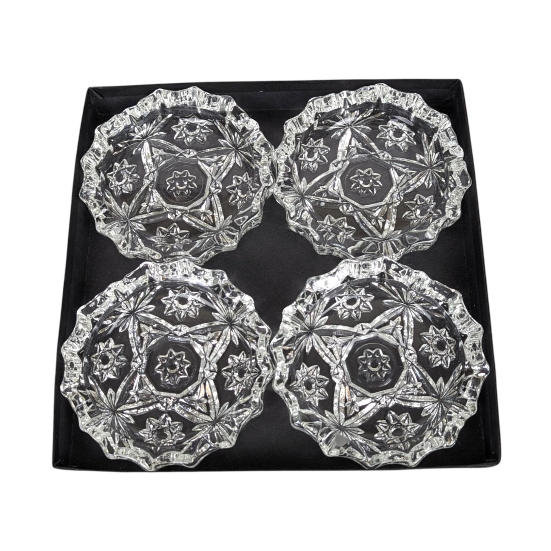 Vintage Anchor Hocking Ashtrays: Early American Prescut Pattern Glass, Set of 4