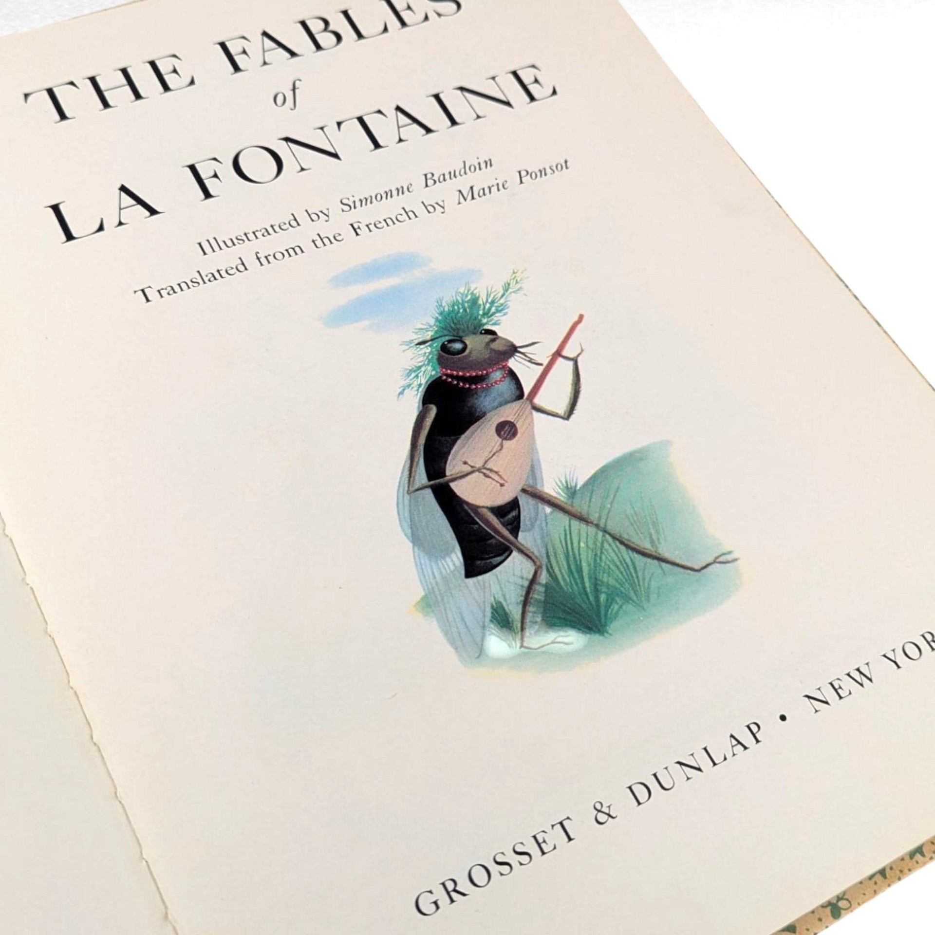 Vintage 1957 La Fontaine's Fables: Illustrated Hardcover Children's Story Book