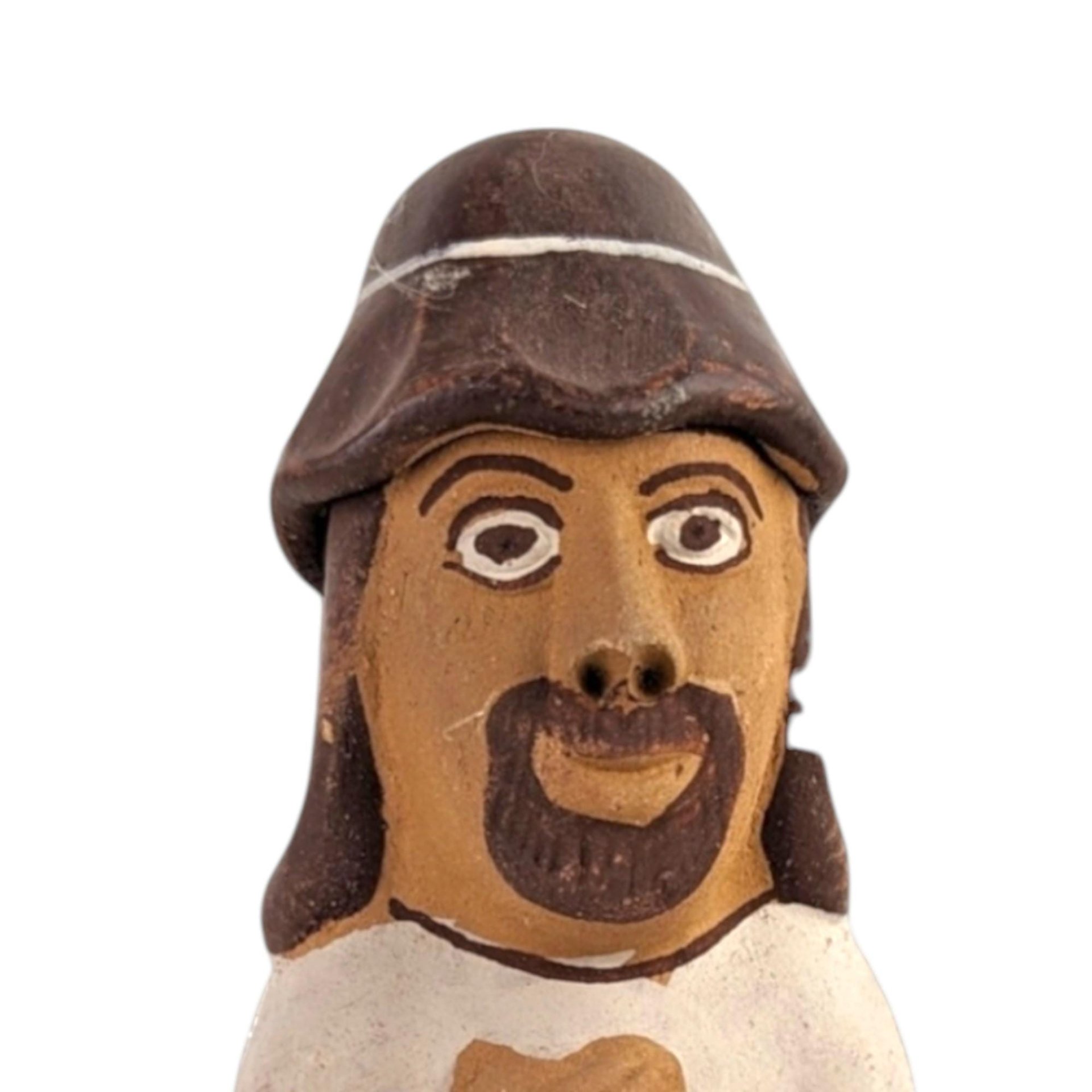 Vintage Clay Man Whistle: Handmade Folk Art Figure