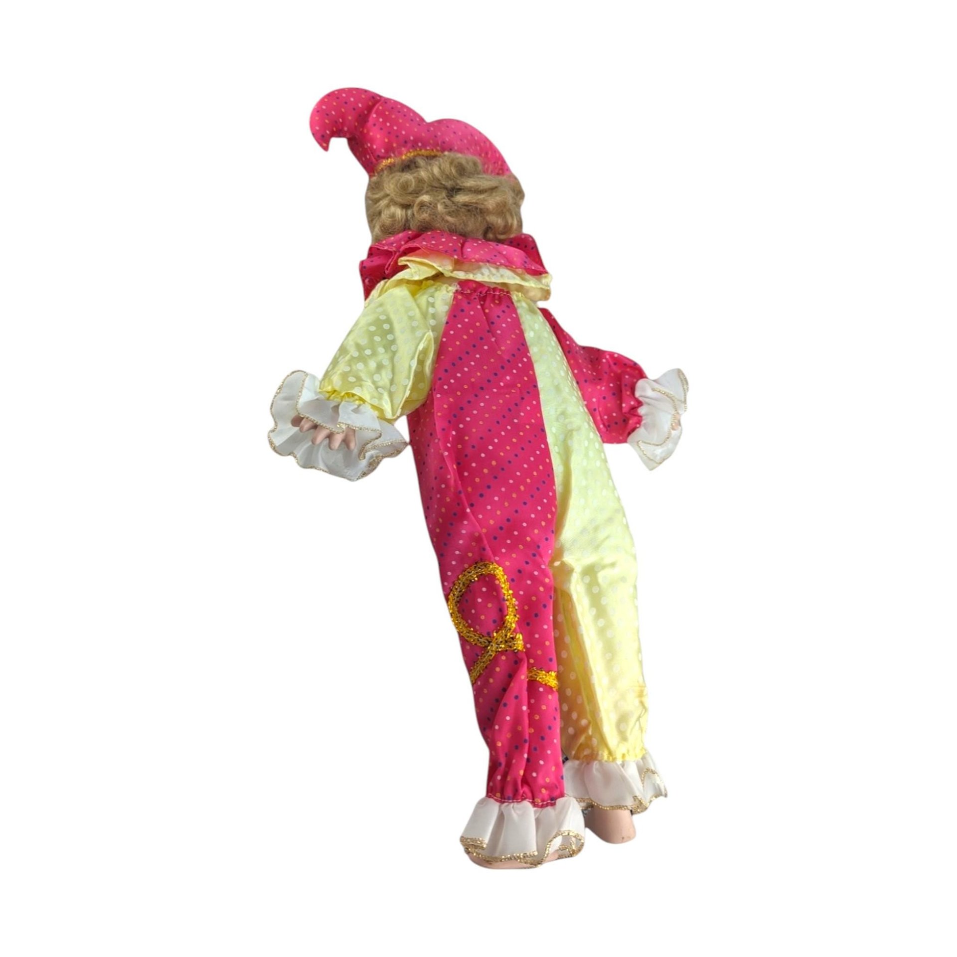 Vintage Harlequin Jester Doll: Whimsical Clown Decor, Collectible Figurine