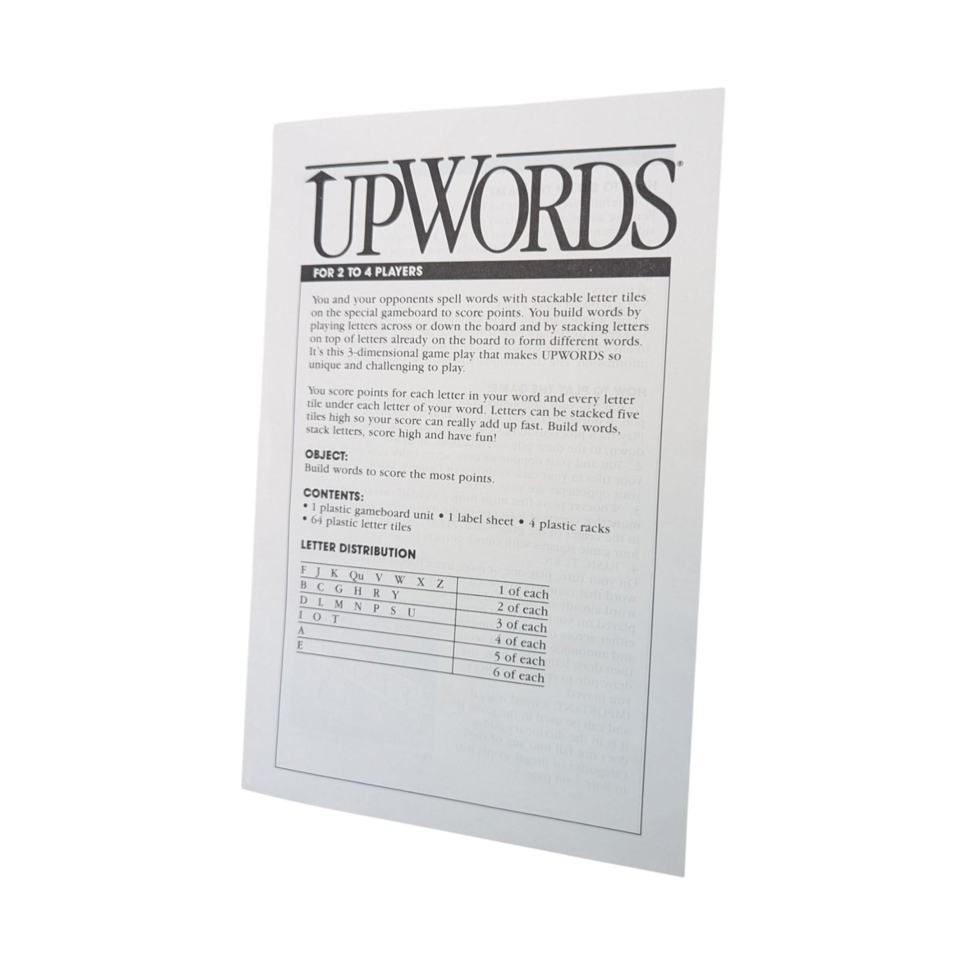 Vintage Upwords Game: 1988 Milton Bradley 3D Word Stacking