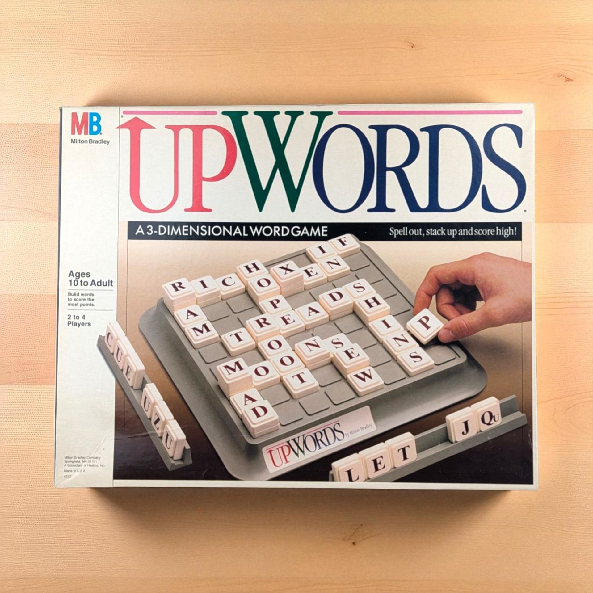 Vintage Upwords Game: 1988 Milton Bradley 3D Word Stacking