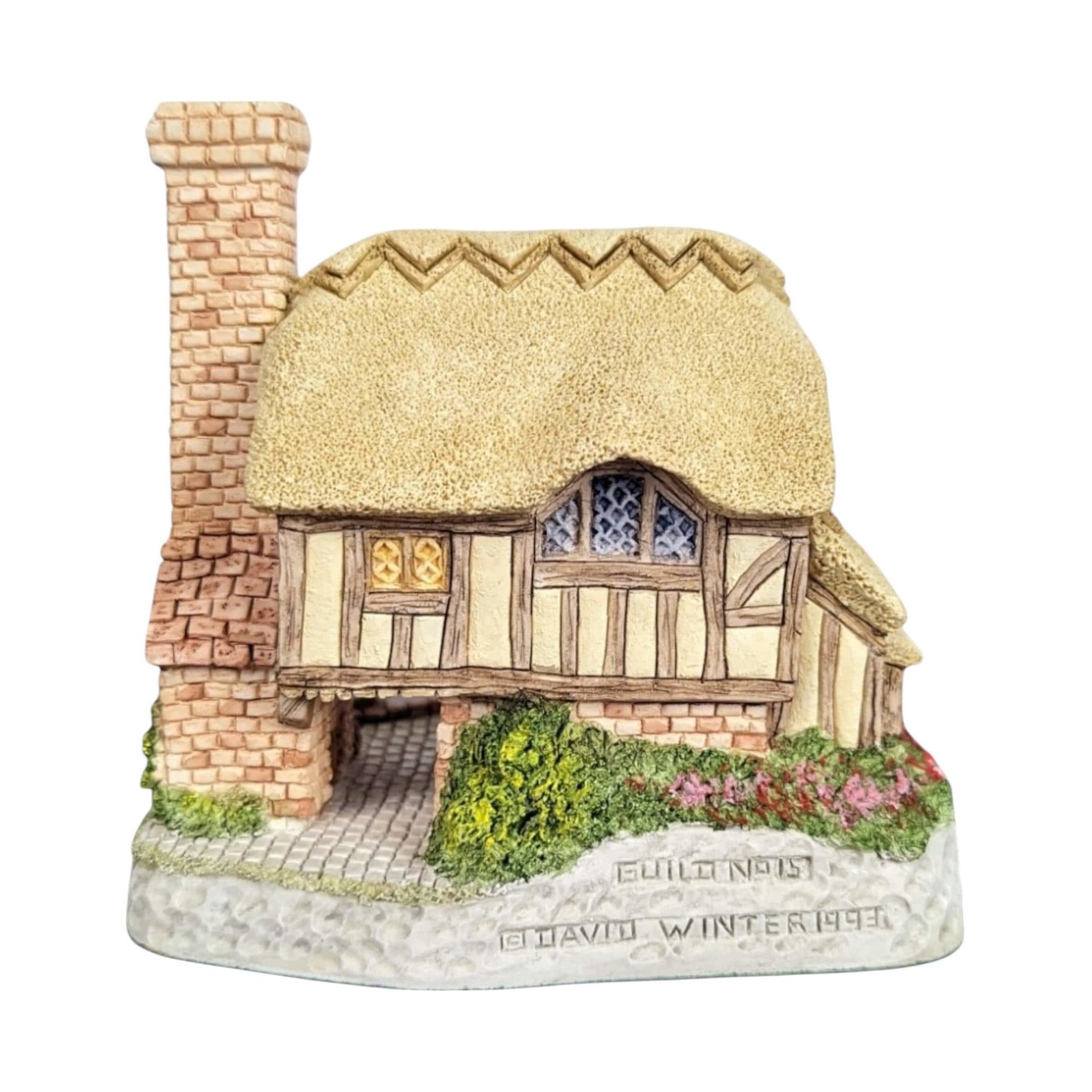 1993 David Winter Whileaway Cottage, Hand Made Village Figure, Collectible English Cottage Decor, Gift for Miniature Collectors, 4 inches
