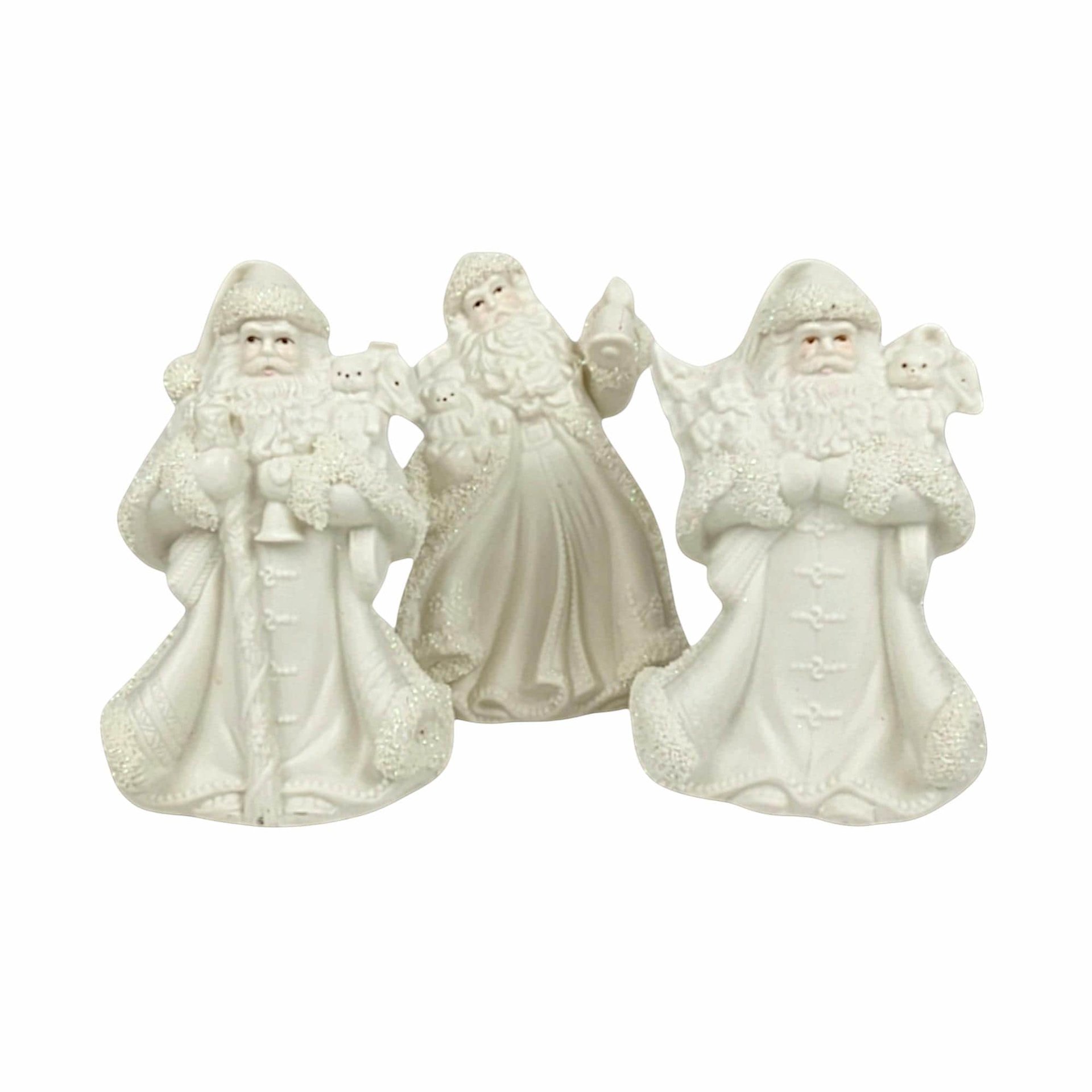 Vintage Bisque Santa Figurines - K's Collection Christmas Decor, Set of 3