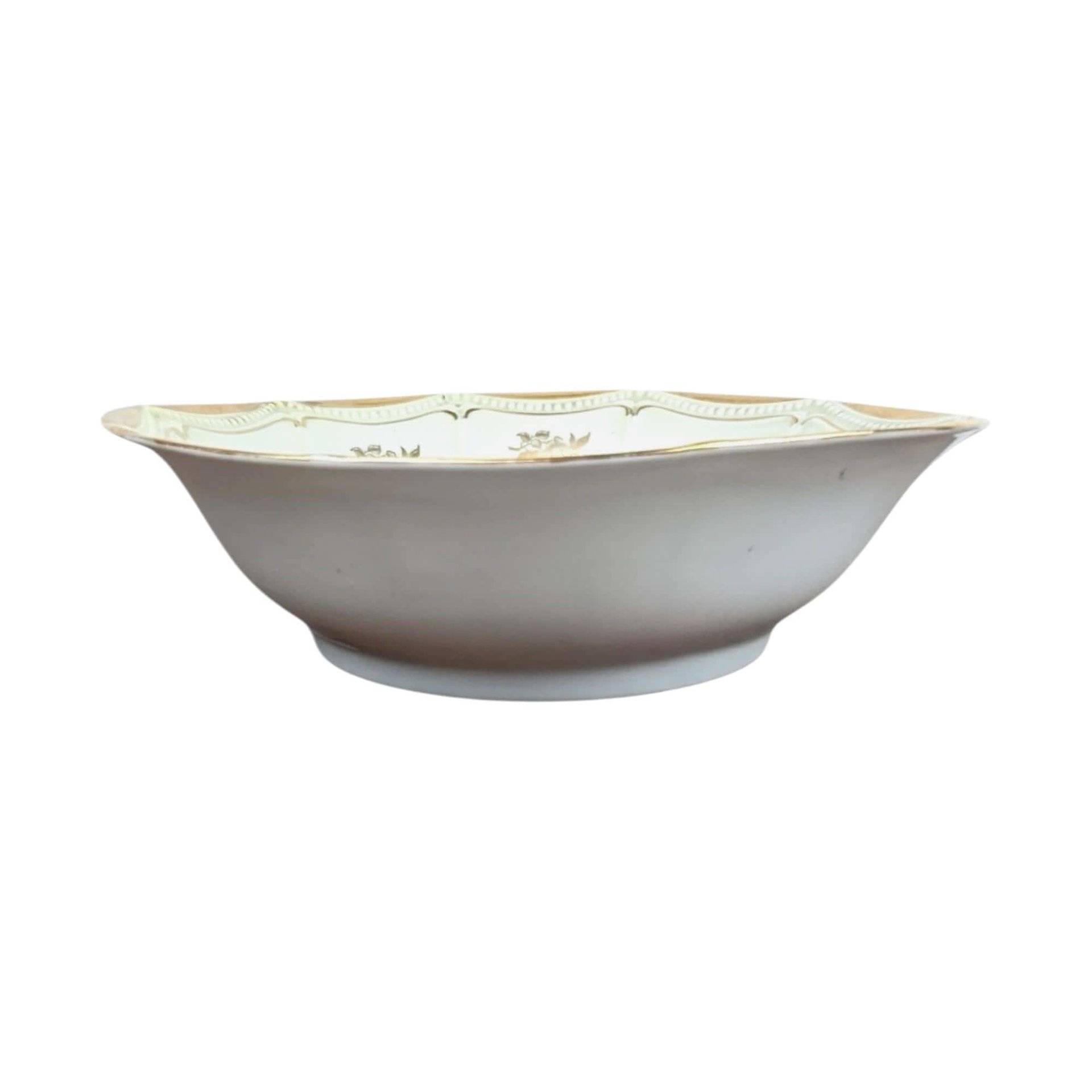 P.K. Silesia Porcelain Bowl | Floral Decor | Gold Trim | Serving Bowl | 9 3/4 Inch Wide