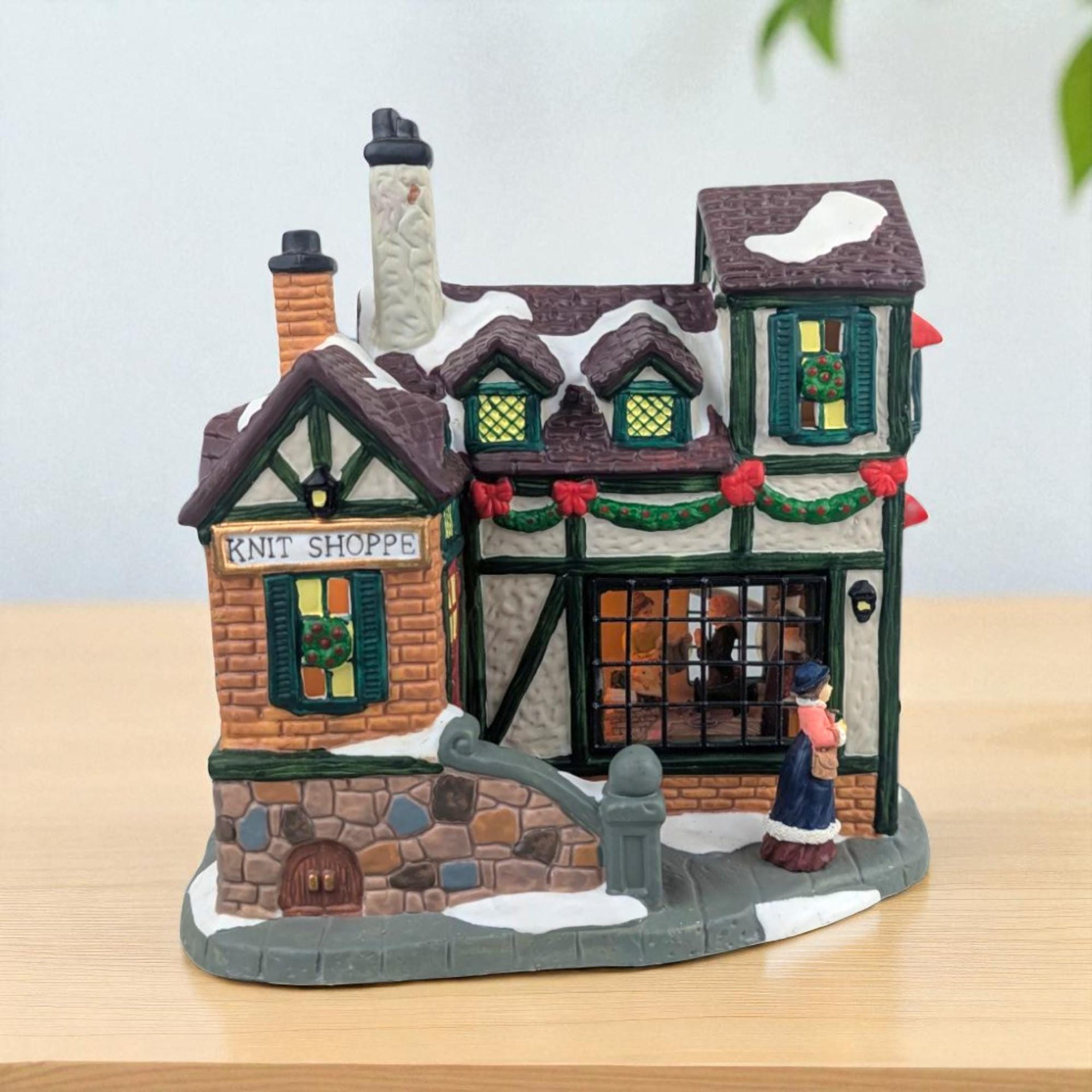 Vintage 1999 'Ball & Skein Knit Shoppe' House: Santa's Workshop Lighted Christmas Village