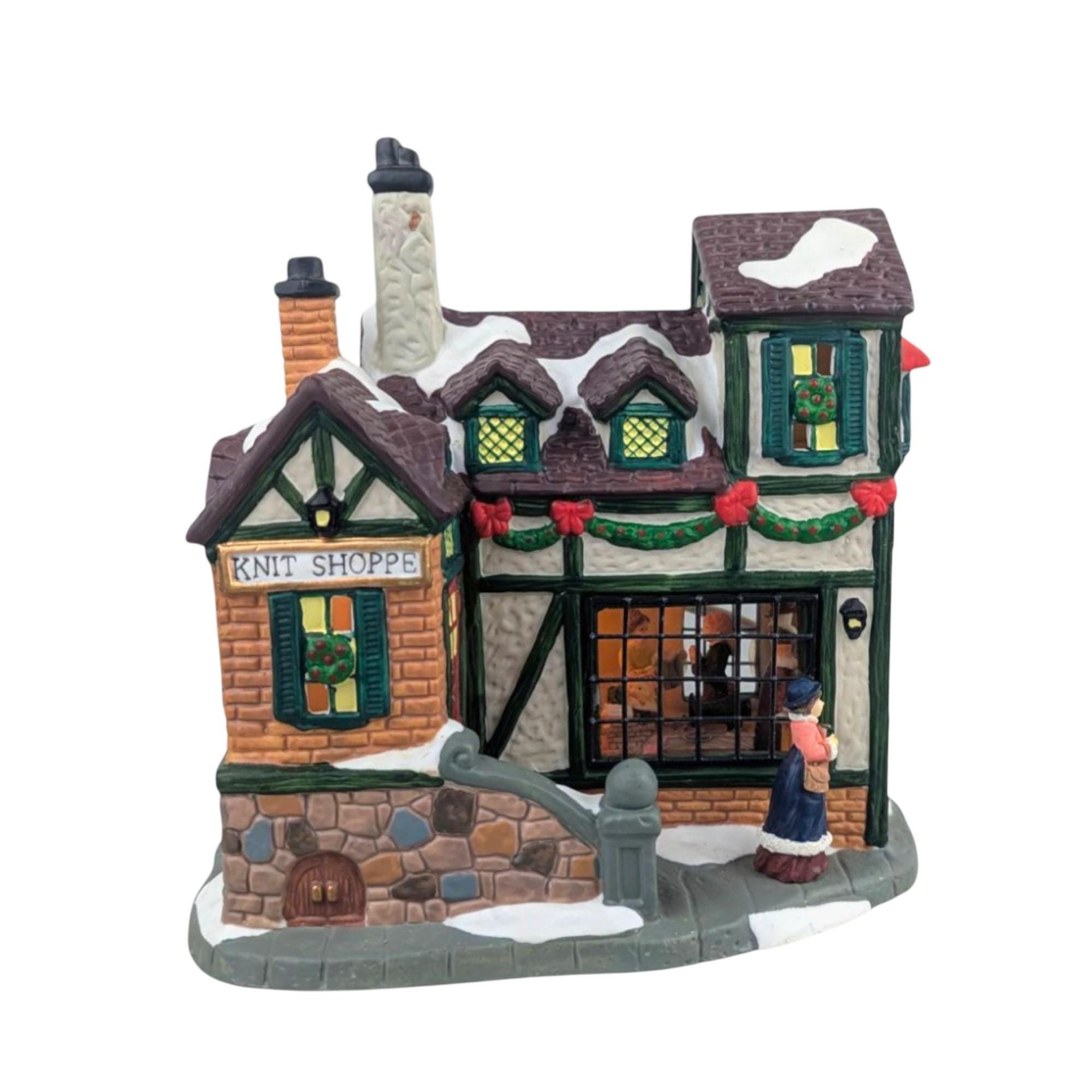 Vintage 1999 'Ball & Skein Knit Shoppe' House: Santa's Workshop Lighted Christmas Village