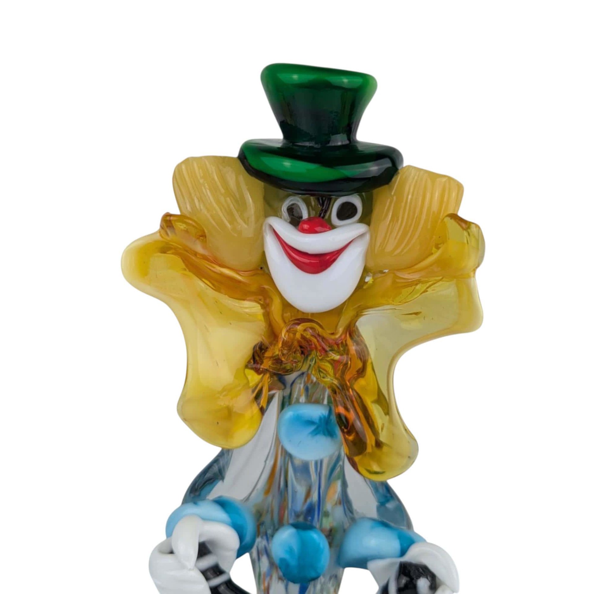 Vintage Art Glass Clown Figurine: Handmade Statue, Circus Decor