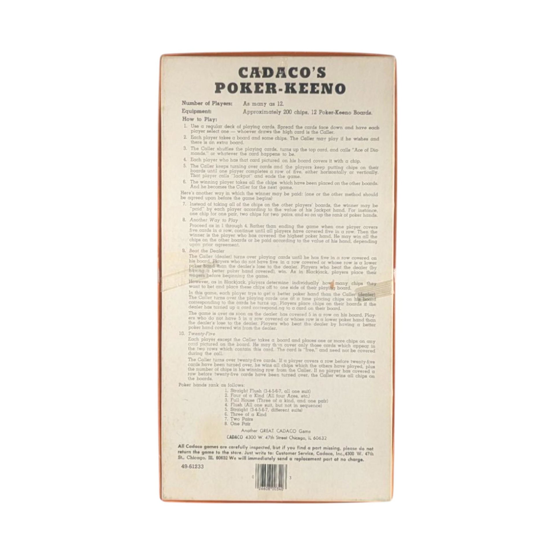 Vintage 1977 Cadaco Poker-Keeno Game: Complete Set, 70s Party Fun