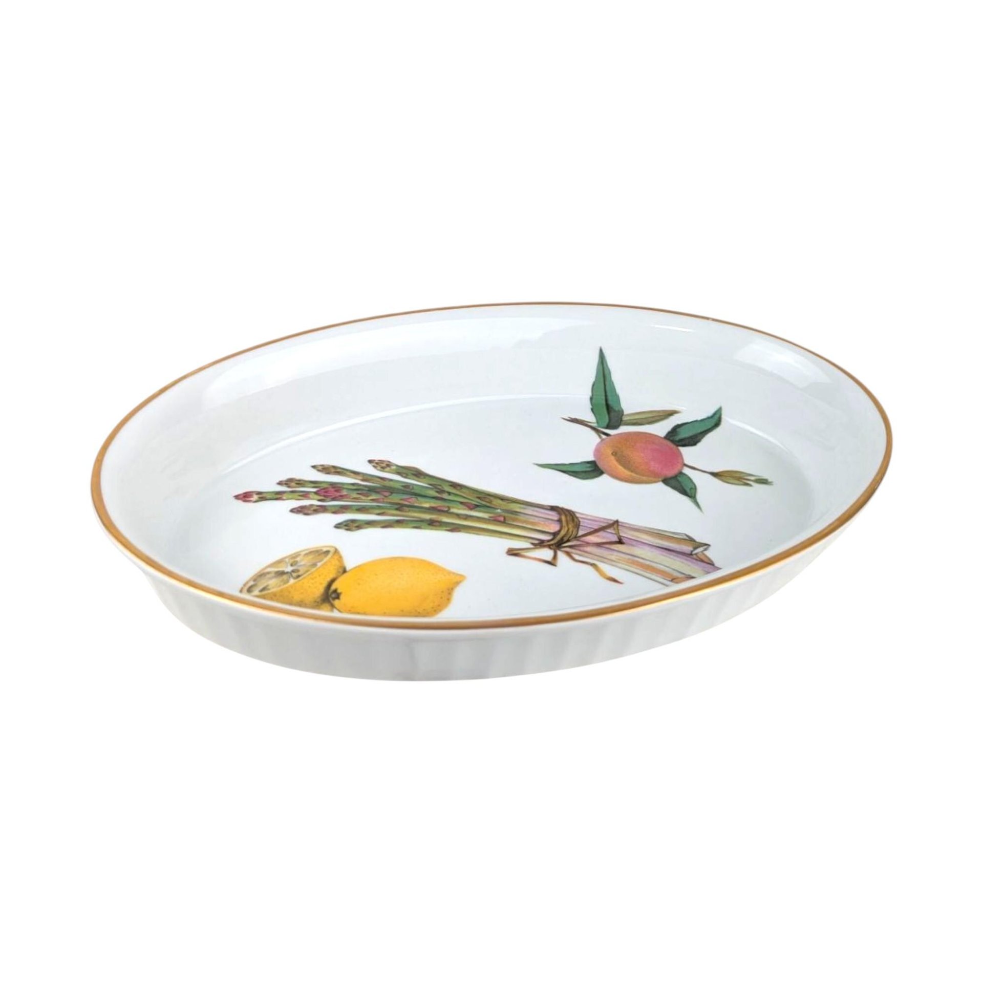 Vintage Royal Worcester Evesham Gold Baking Dish: 1961 English Porcelain Casserole