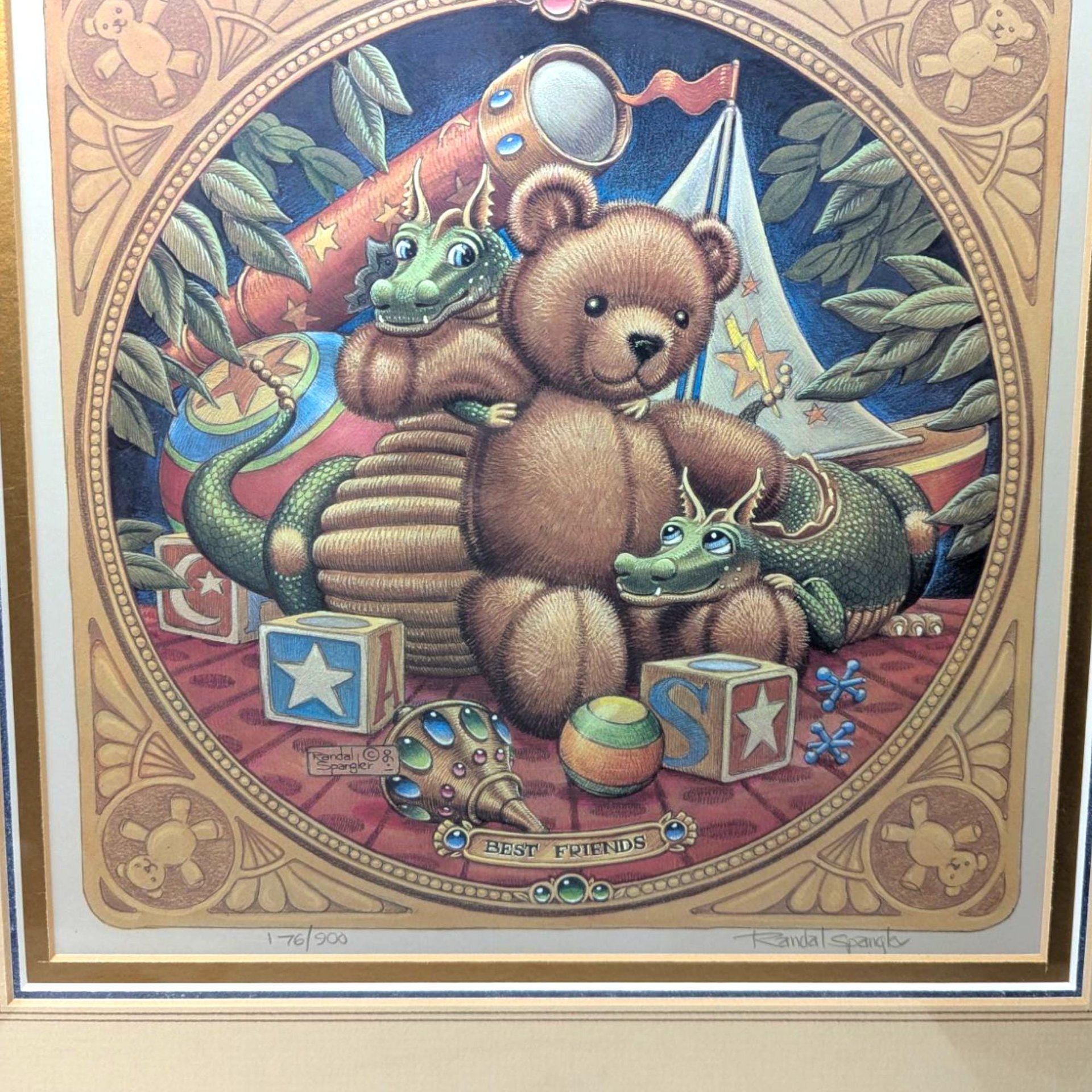 Signed Randal Spangler Framed Print: The Draglings Story, Teddy Bear Fantasy Art
