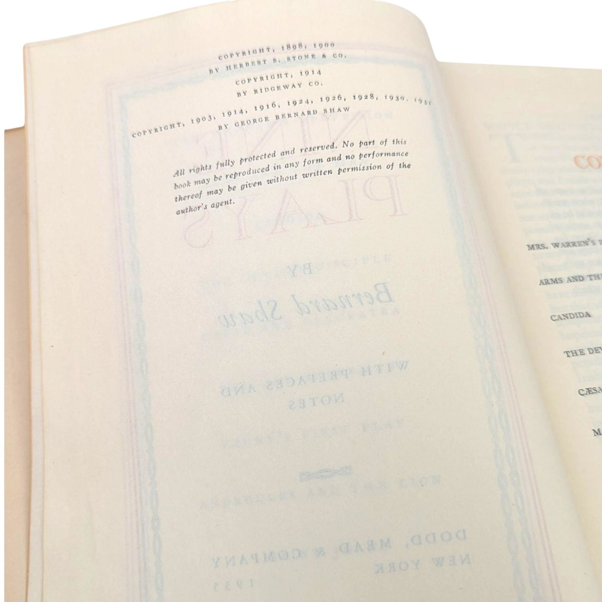 Vintage 1931 Nine Plays Hardcover: Bernard Shaw Dodd Mead Theatre Collection