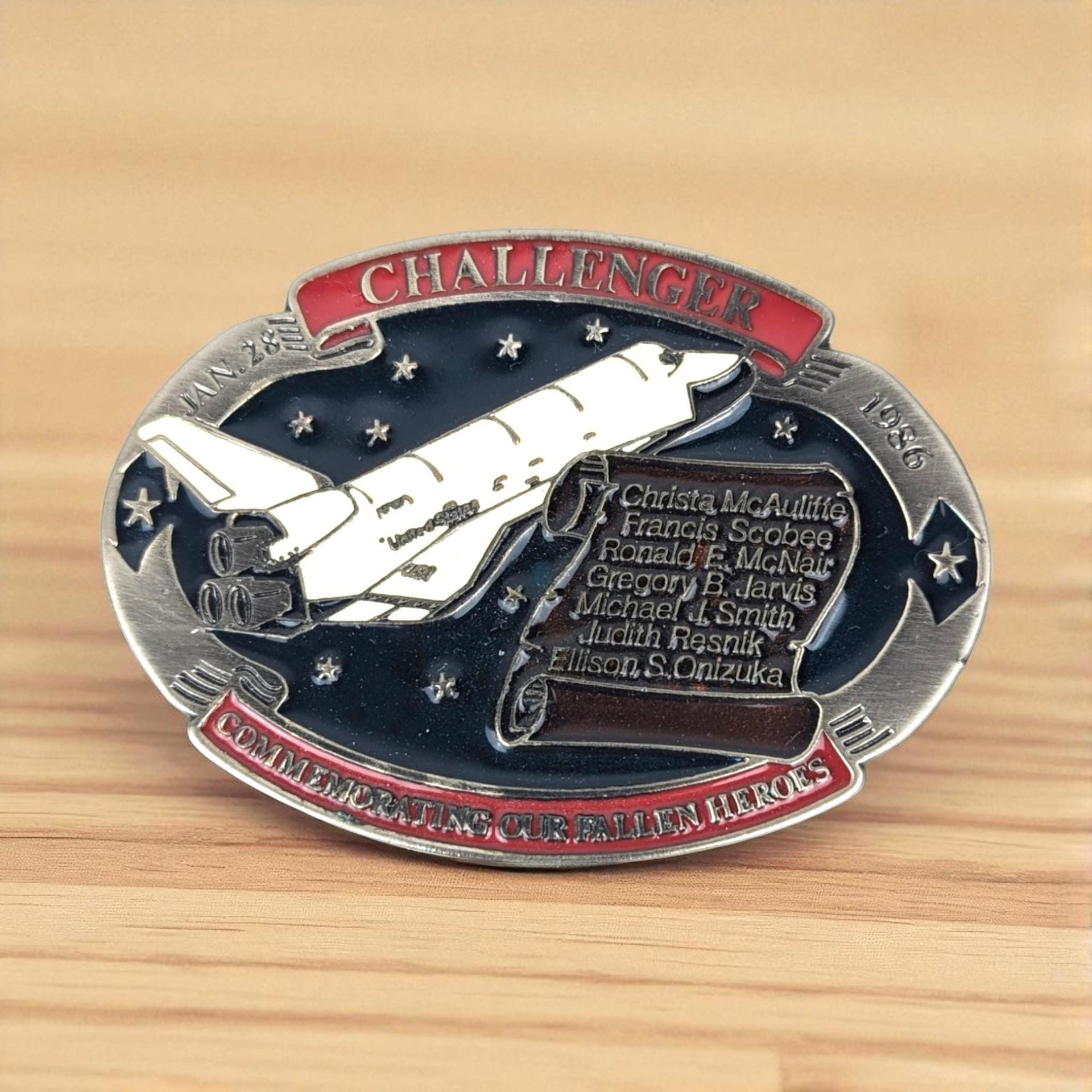 Vintage Space Shuttle Challenger Brass Belt Buckle | NASA Memorabilia | Space Shuttle Collectible | 1986