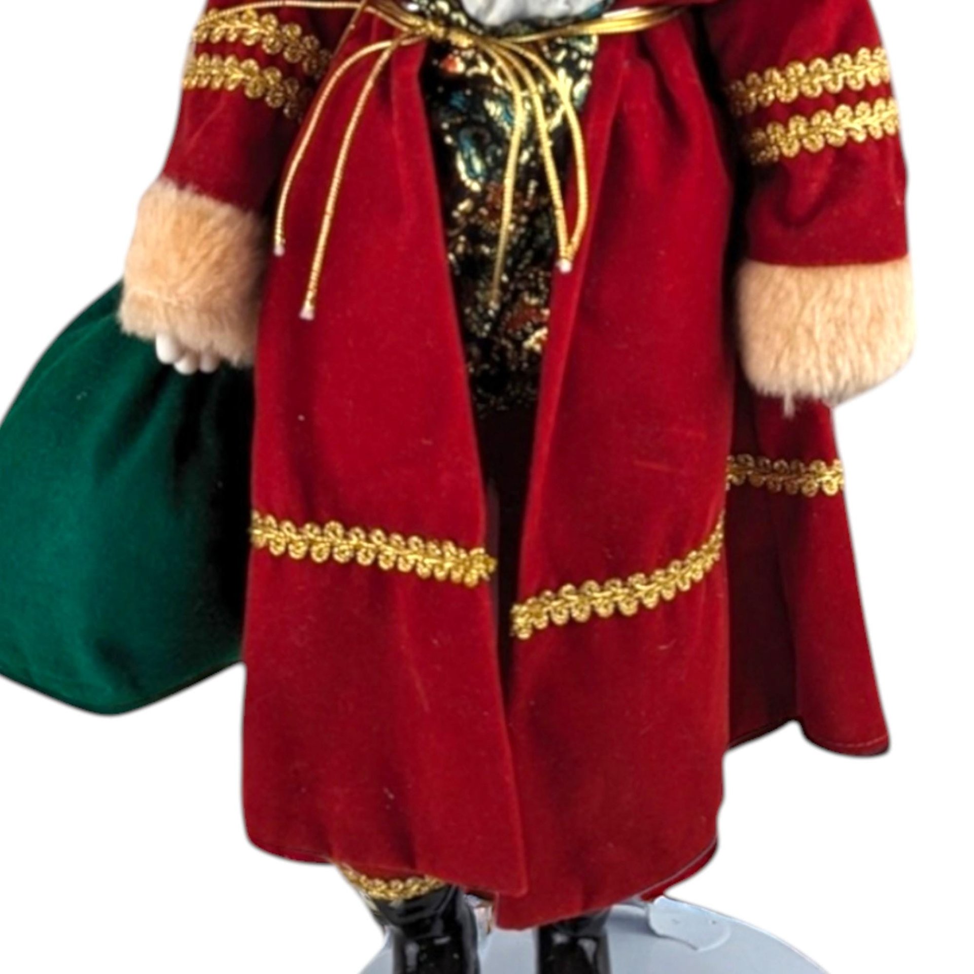 Vintage Roman 18" Santa Claus Figure with Toy Sack - Ceramic & Plush - Christmas Decor - Collectible Santa