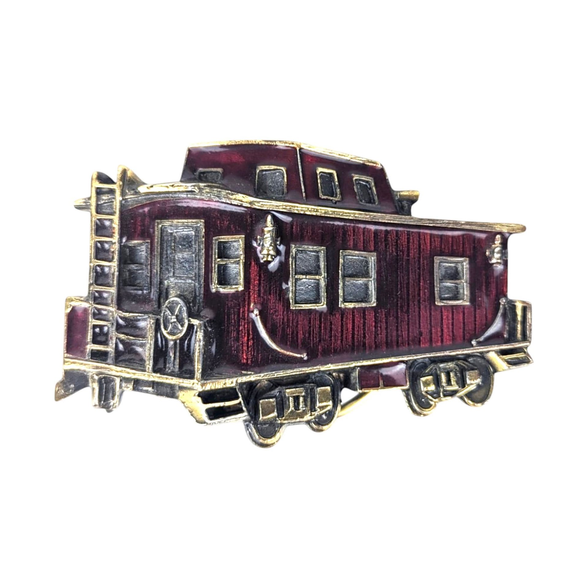 Vintage 1976 Chicago Caboose Belt Buckle | Brass and Enamel Buckle | Train Memorabilia | Gift for Train Enthusiast