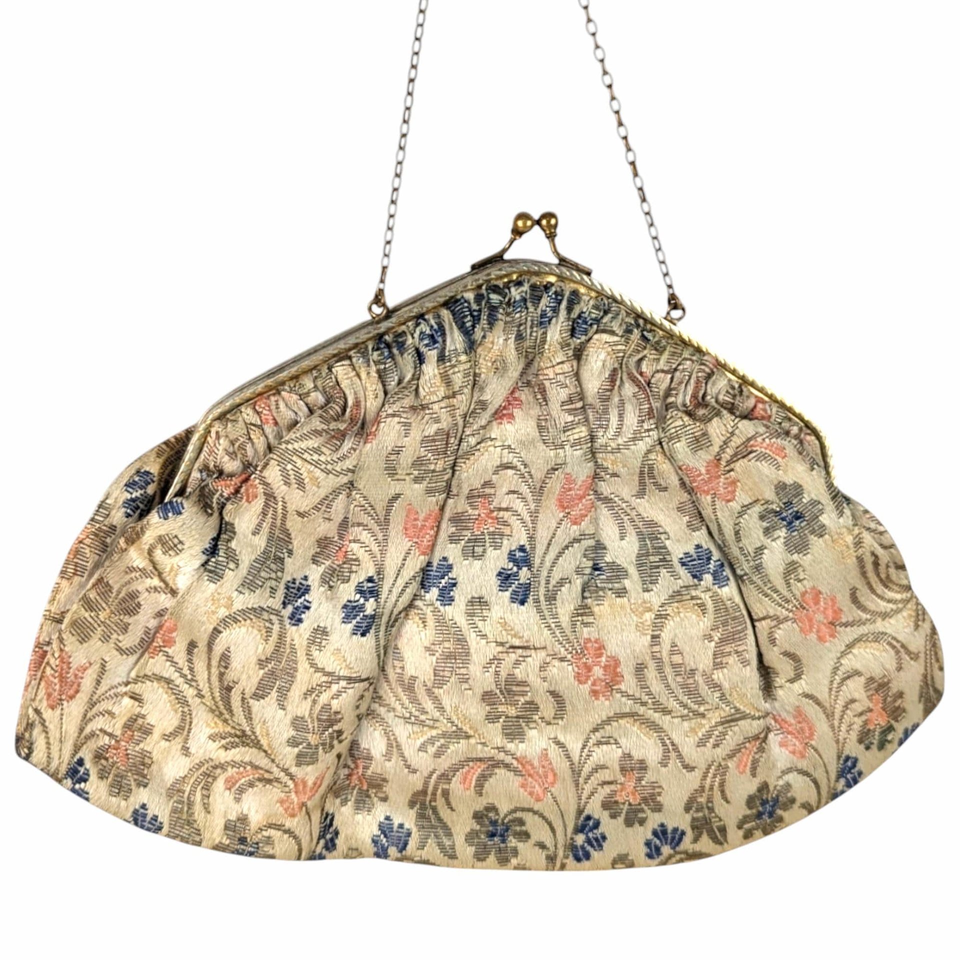Vintage Floral Carpet Bag, Small Handbag with Mirror, Tapestry Purse, Victorian Style Bag, Gift for Her