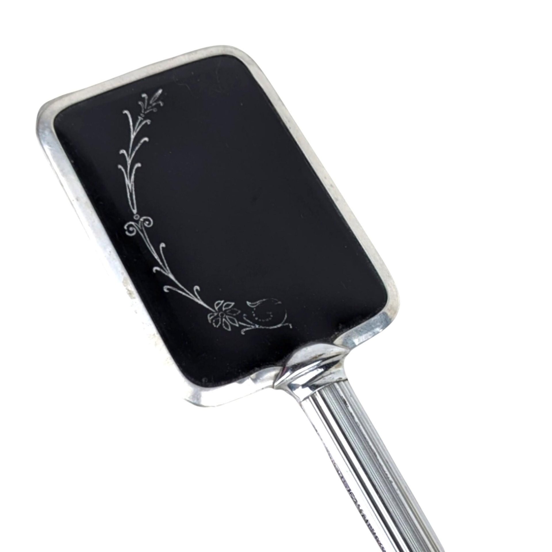 Vintage Black & Silver Hair Brush, Art Deco Style Brush, Vanity Brush, Gift for Her, Boudoir Decor