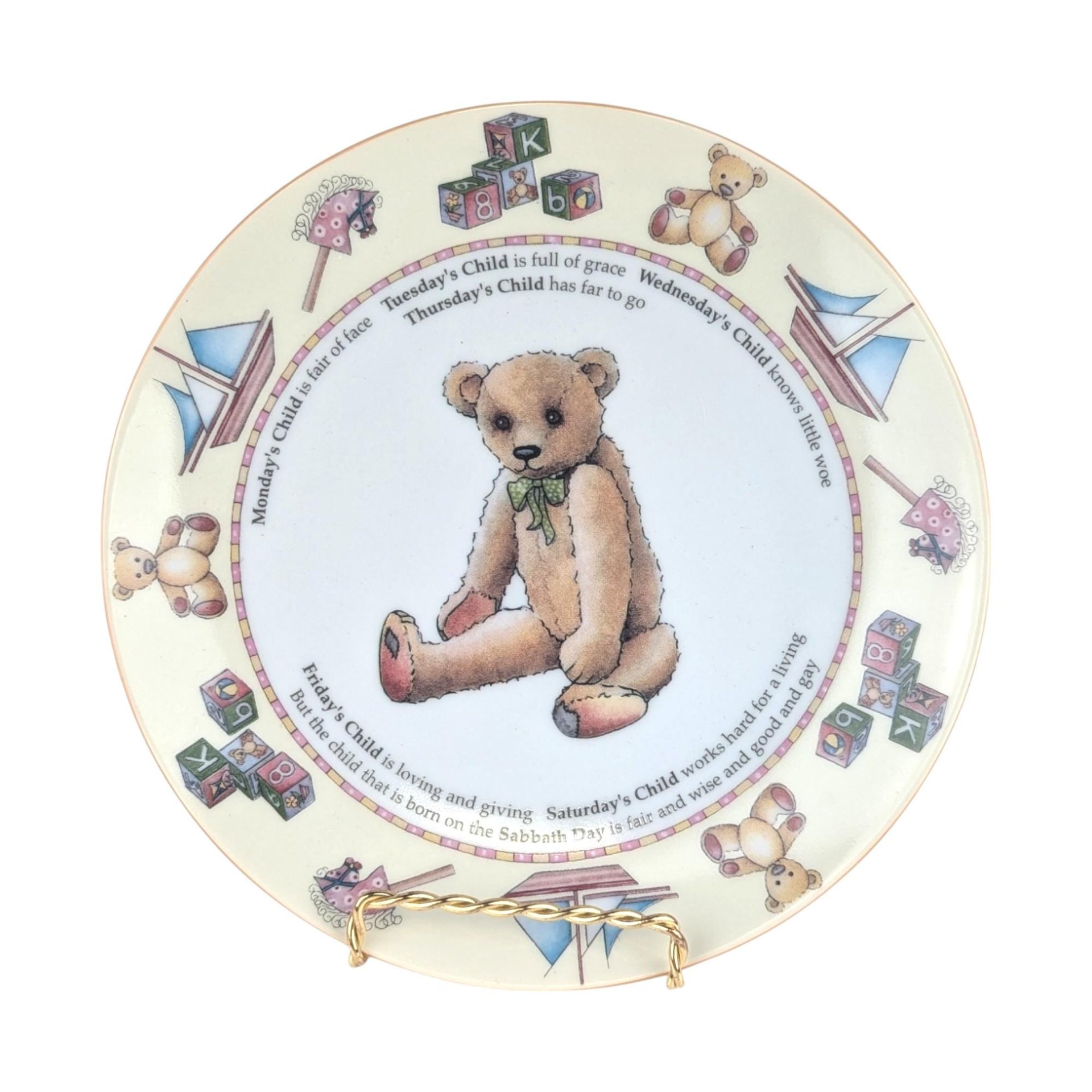 Vintage Royal Worcester Days of the Week 3-Piece Child Set, Mug, Bowl, Plate, Nursery Rhyme Decor, Baby Shower Gift, Christening Present