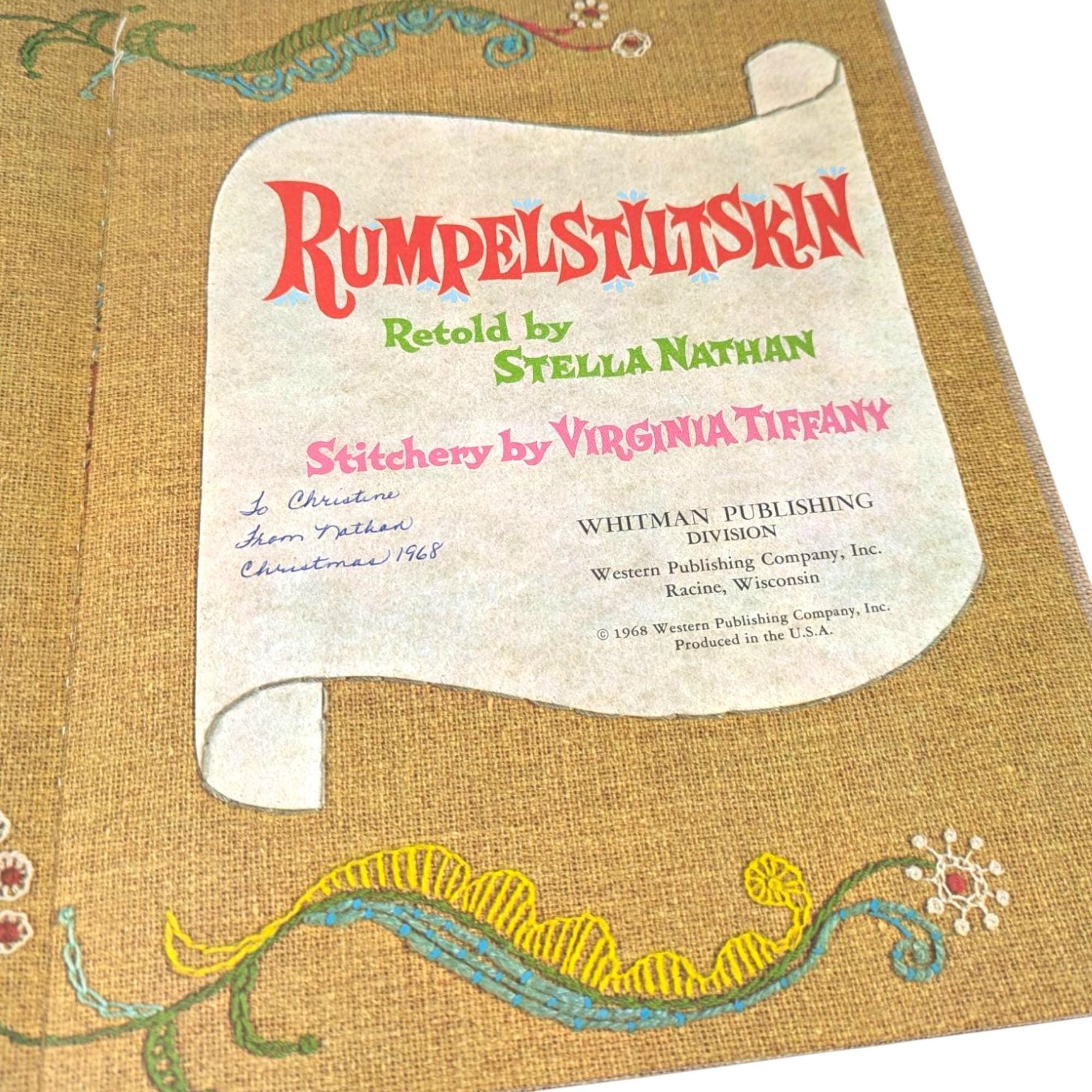 1968 Rumpelstiltskin Hardcover, Stella Nathan Retelling, Vintage Whitman Book, Illustrated Fairy Tale, Children's Story