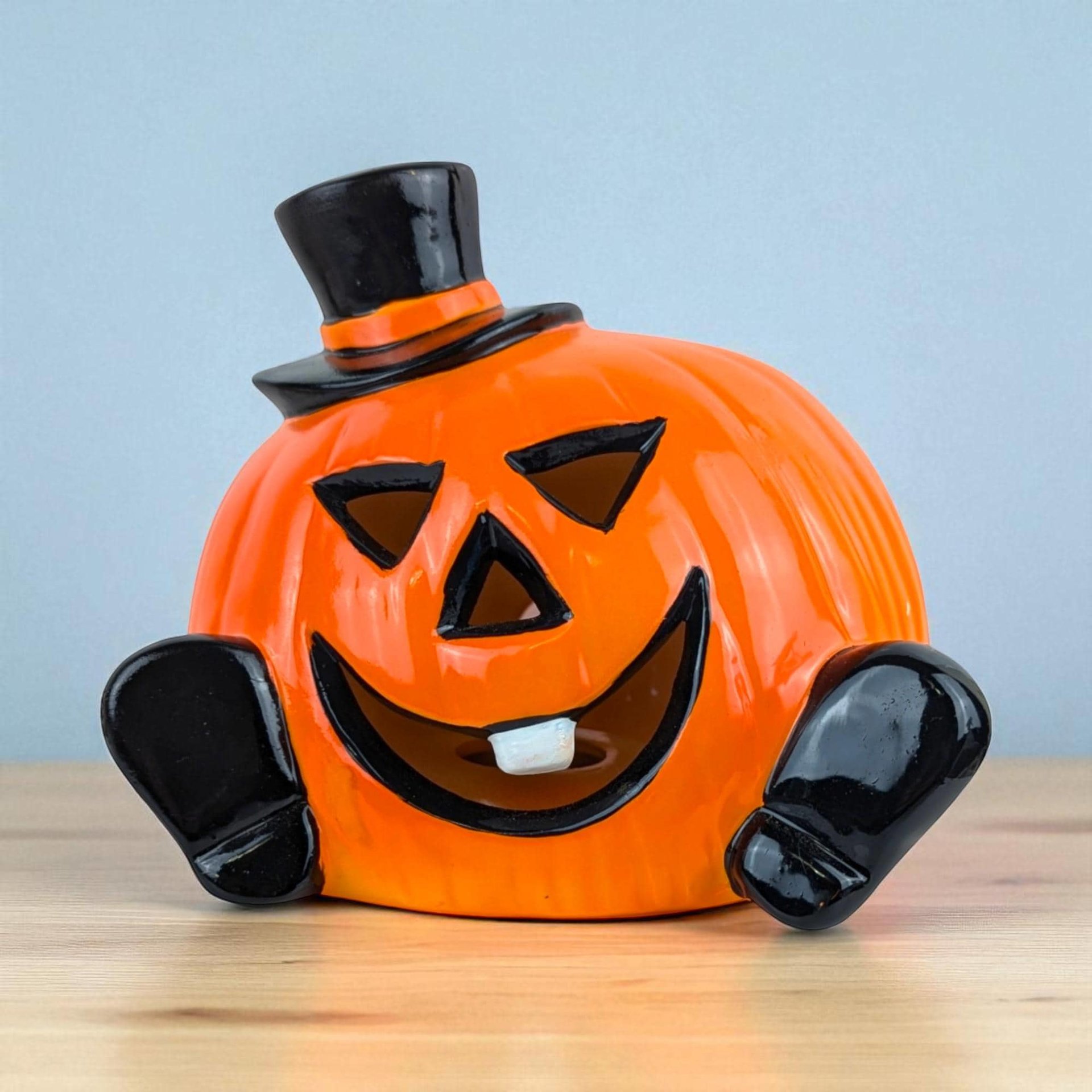 Vintage Halloween Jack O' Lantern Light, Ceramic Pumpkin, Light Up Decor, Retro Halloween, Collectible