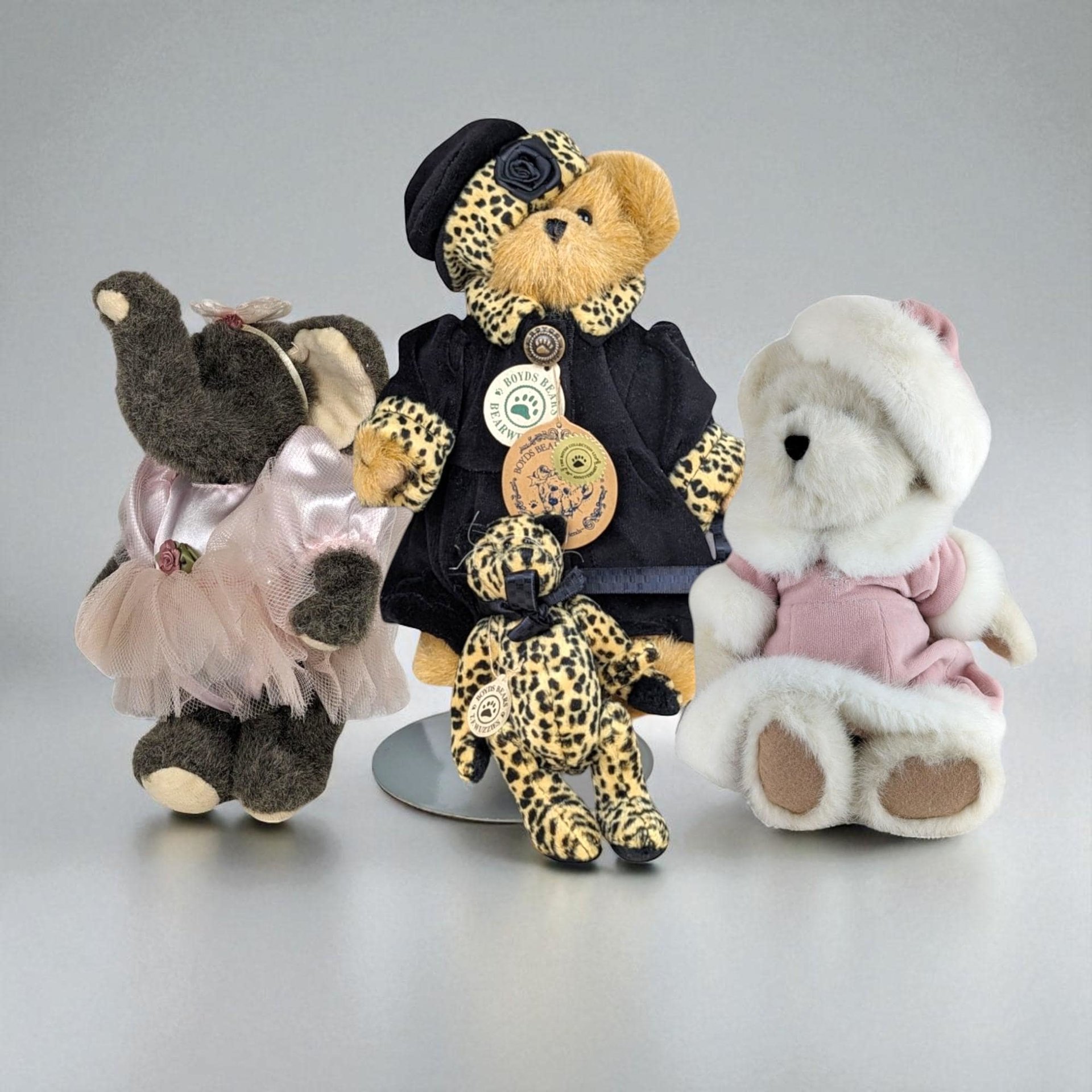 Vintage Boyds Bears Plush Collection, Collectible Boyds Bears, Bailey, Elephant, Pink Dress Bear, Gift for Bear Lovers