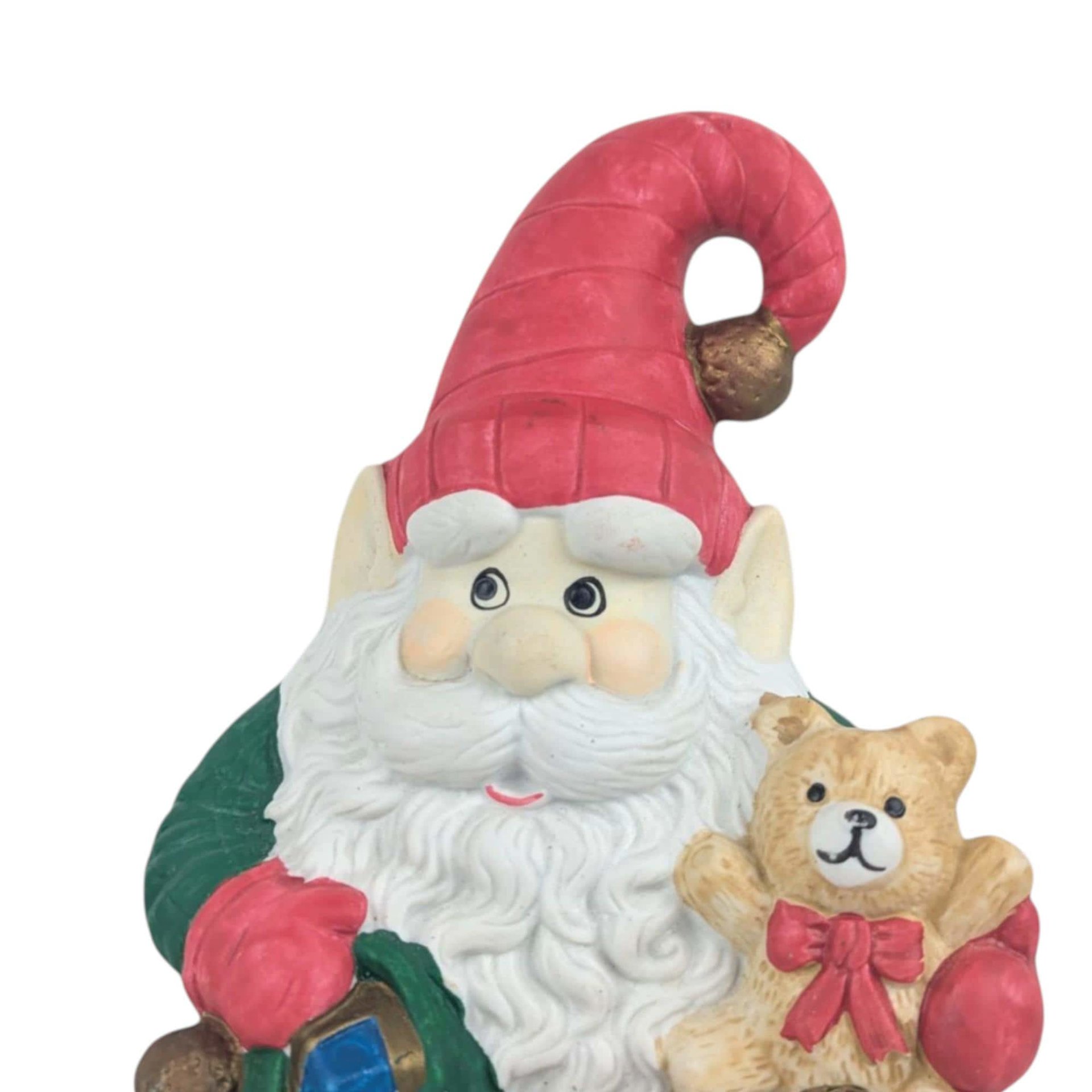 Vintage Ceramic Santa Elf Music Box: Plays Here Comes Santa Claus