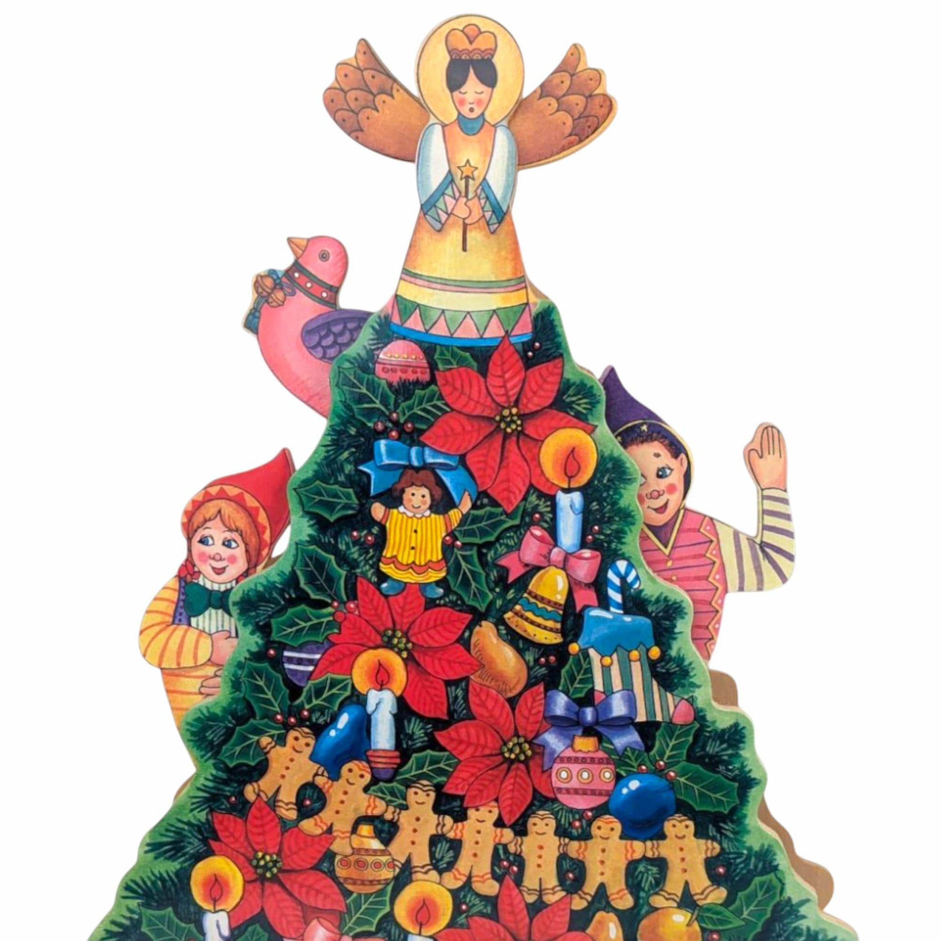 Vintage Wooden Christmas Tree Musical Box: Plays White Christmas