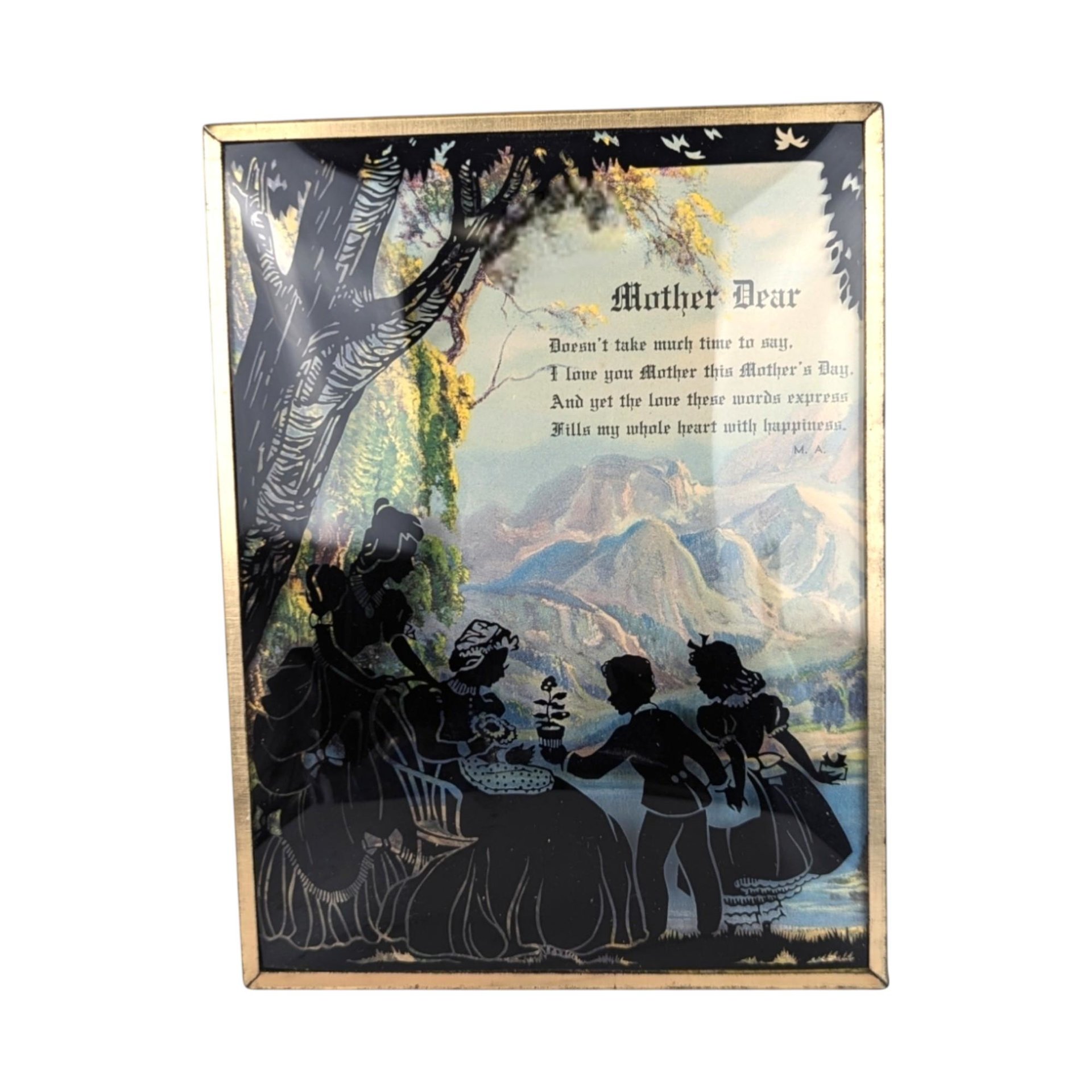 Vintage Mother's Day Silhouette Art Wall Hanging: Bubble Glass Poem