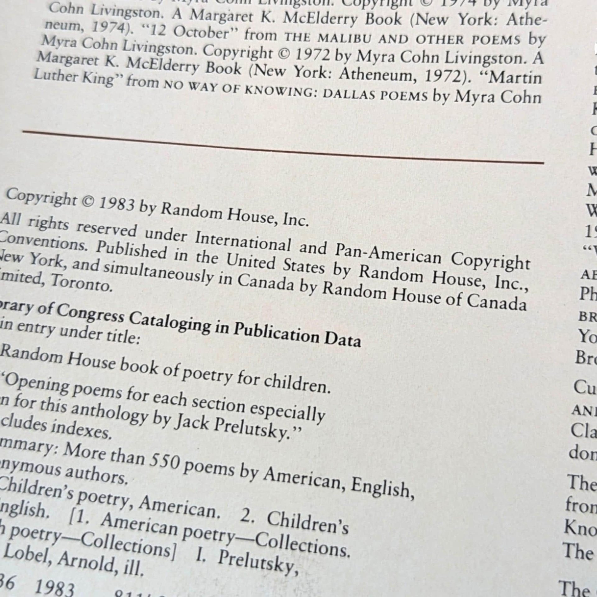 Vintage 1983 Children's Poetry Book: Random House, Illustrated by Arnold Lobel