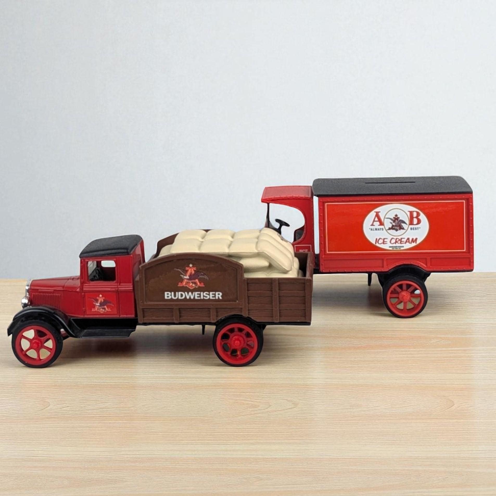 Vintage Anheuser-Busch Diecast Banks - ERTL Kenworth & Hawkeye Trucks - With Boxes