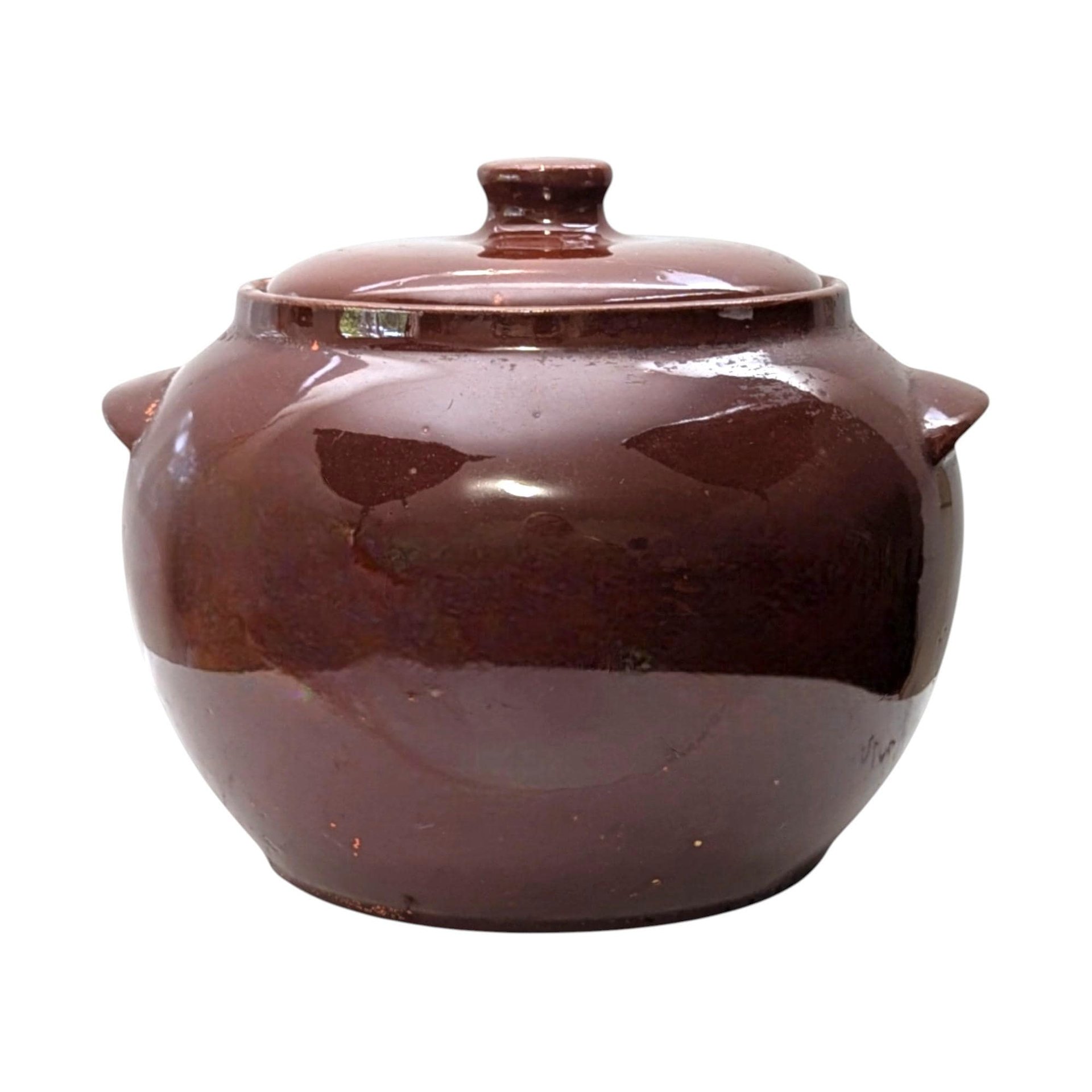 Vintage Watt Pottery Bean Pot 76 with Lid, 6.5" Tall, Brown Crock, Kitchen Decor, Farmhouse Style, Collectible Stoneware