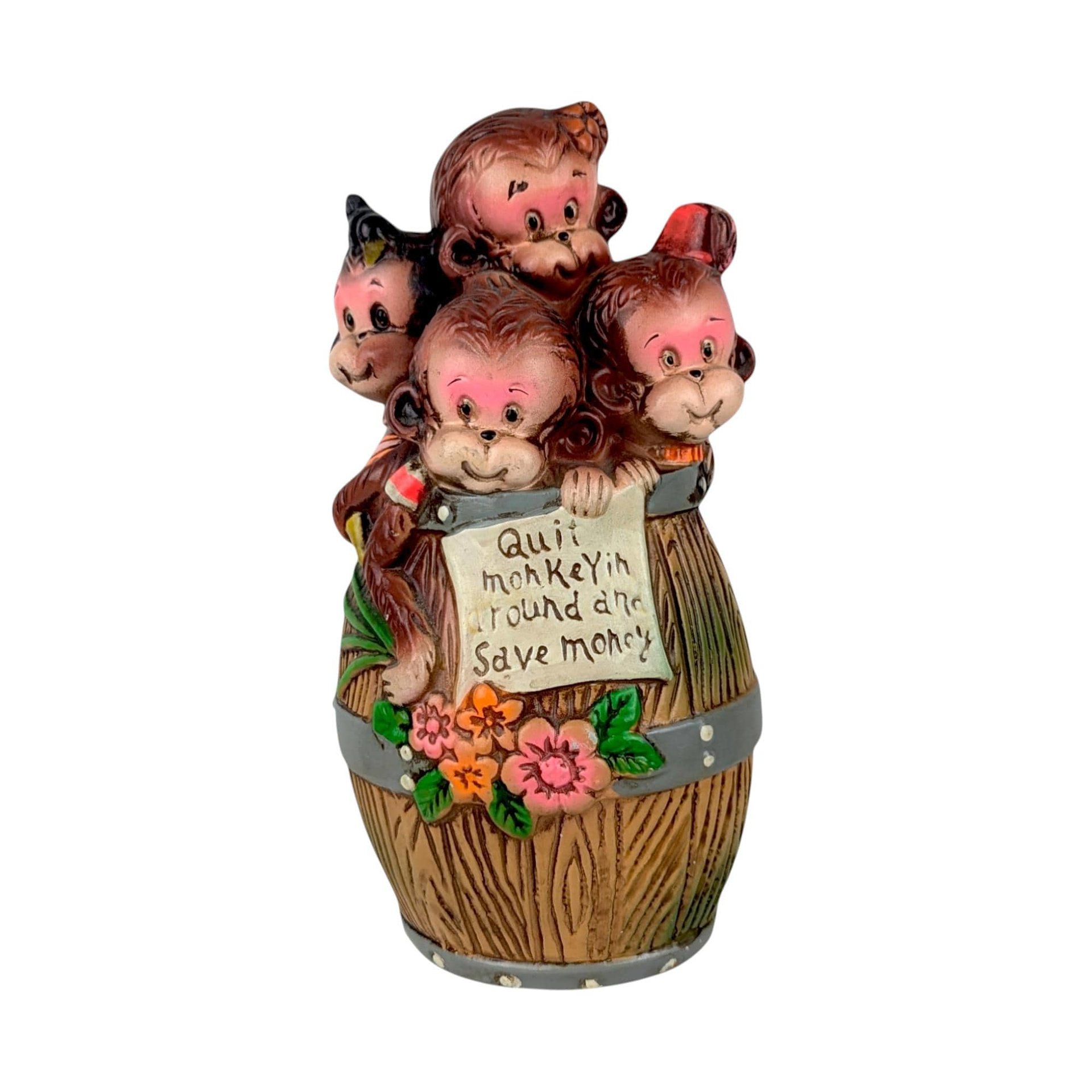 Vintage Barrel of Monkeys Ceramic Bank, Monkey Bank, Quirky Bank, Animal Bank, Collectible Bank, Retro Decor