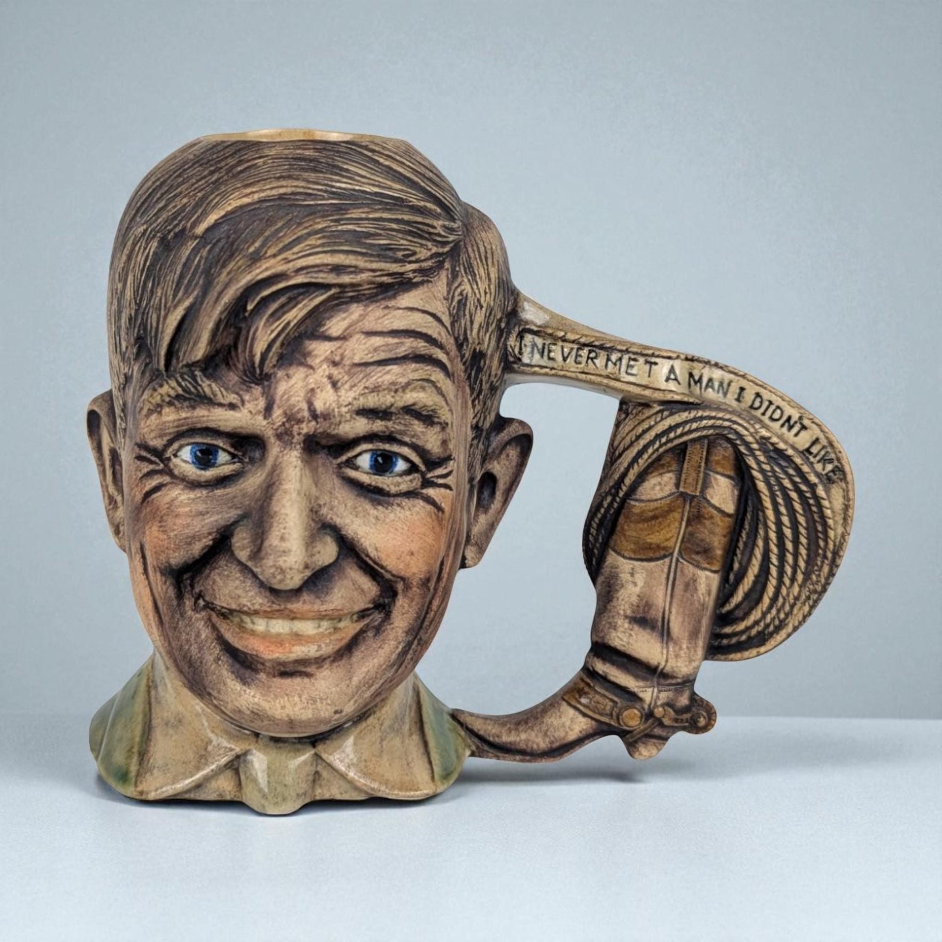 1978 Will Rogers Ceramic Mug, "Never Met A Man I Didn't Like", Vintage Character Mug, Americana Decor