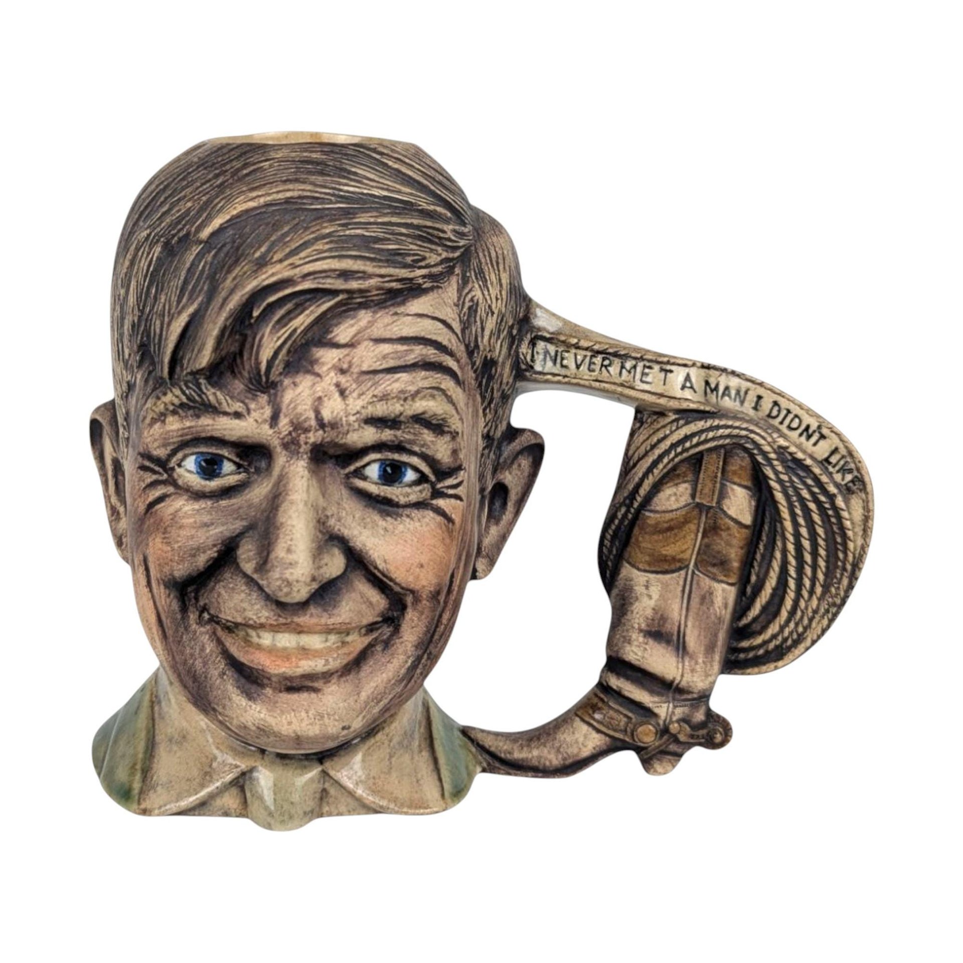 1978 Will Rogers Ceramic Mug, "Never Met A Man I Didn't Like", Vintage Character Mug, Americana Decor