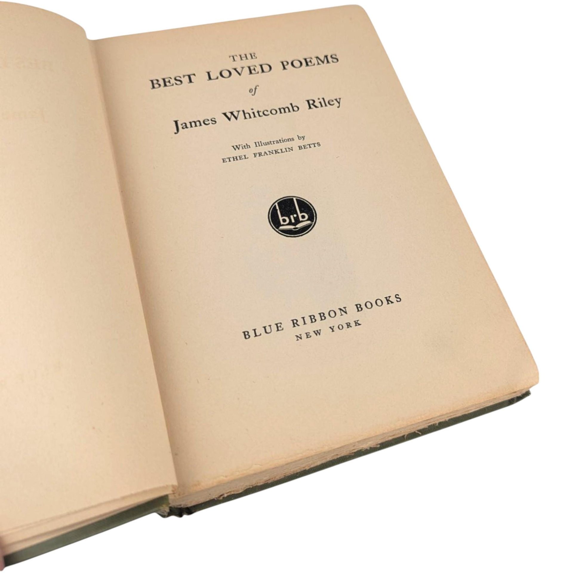 1920 James Whitcomb Riley Best Loved Poems Book, Antique Illustrated Poetry, Literary Gift