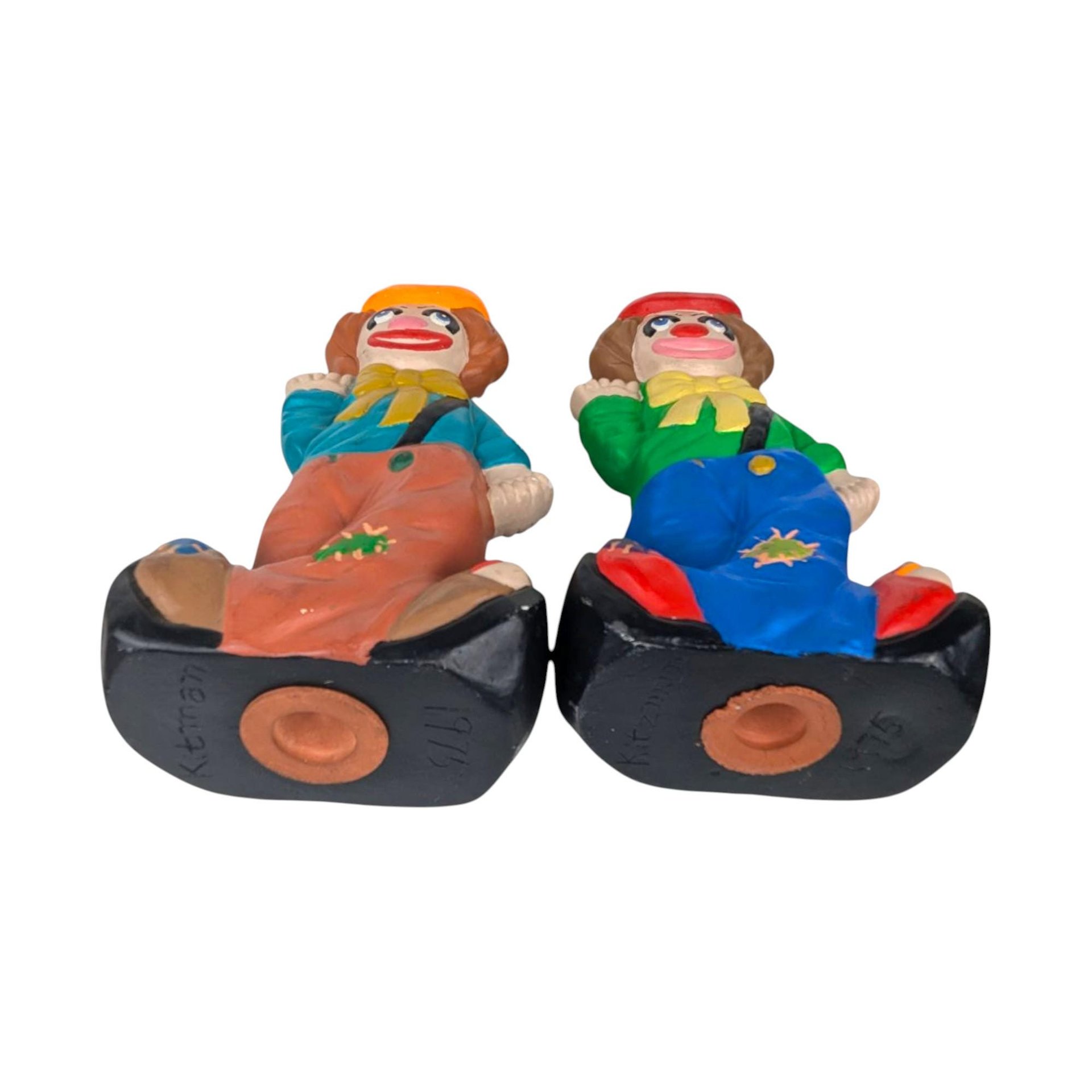 1975 Ceramic Two-Face Clown Bank Pair, Vintage Happy Sad Piggy Banks, Circus Decor
