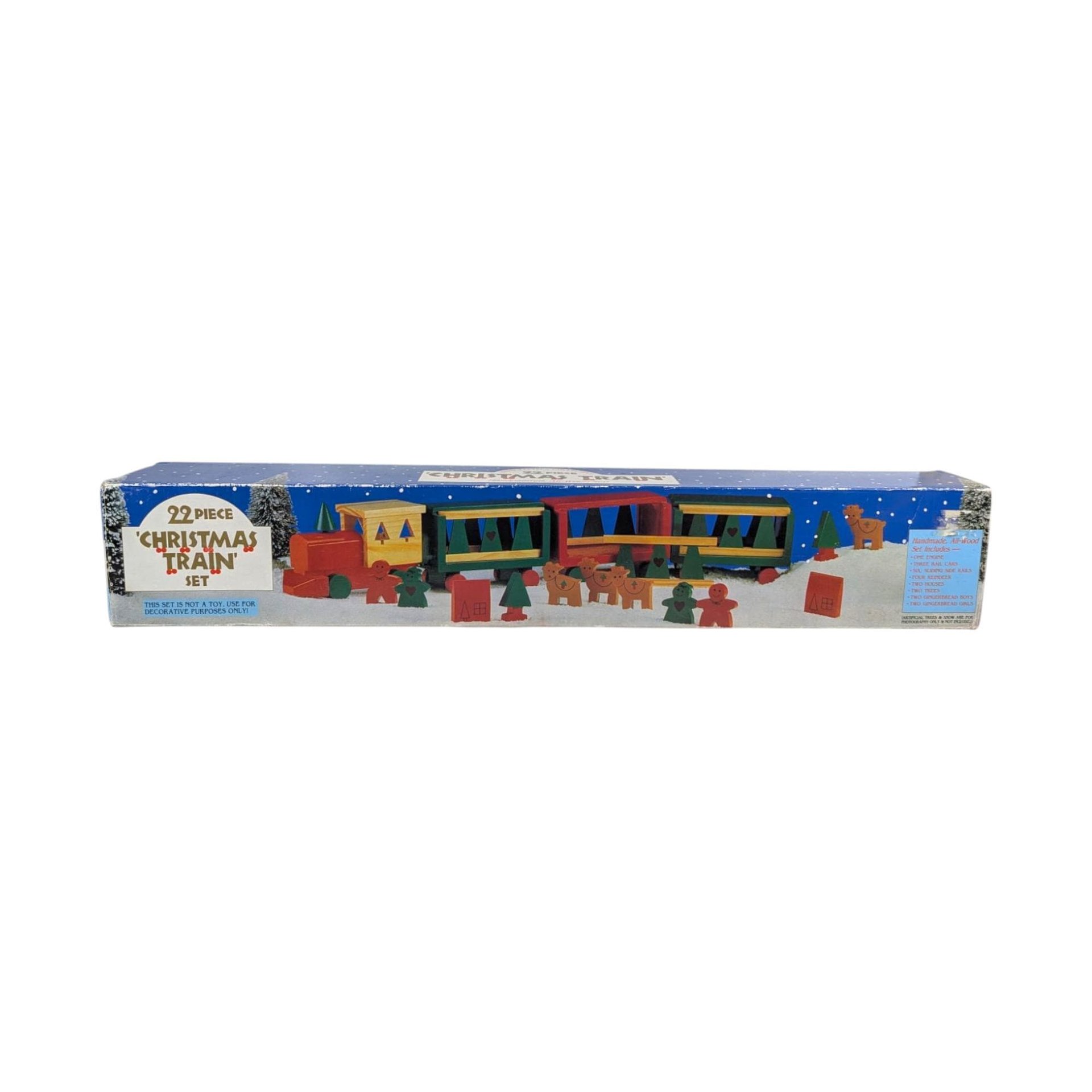 1994 Handpainted All Wood Christmas Train Set 22 Piece Holiday Decor